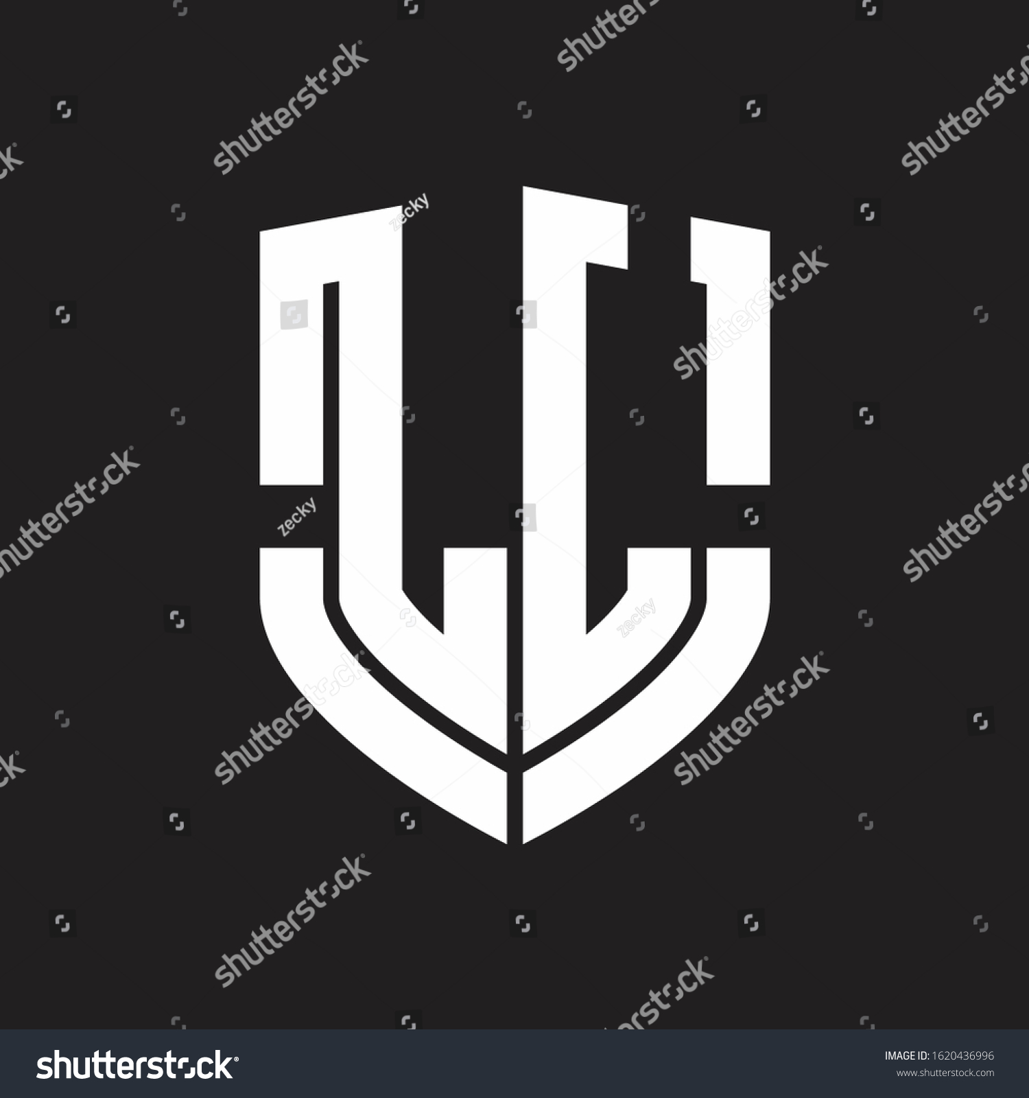 Ll Logo Monogram Emblem Shield Shape Stock Vector (Royalty Free) 1620436996