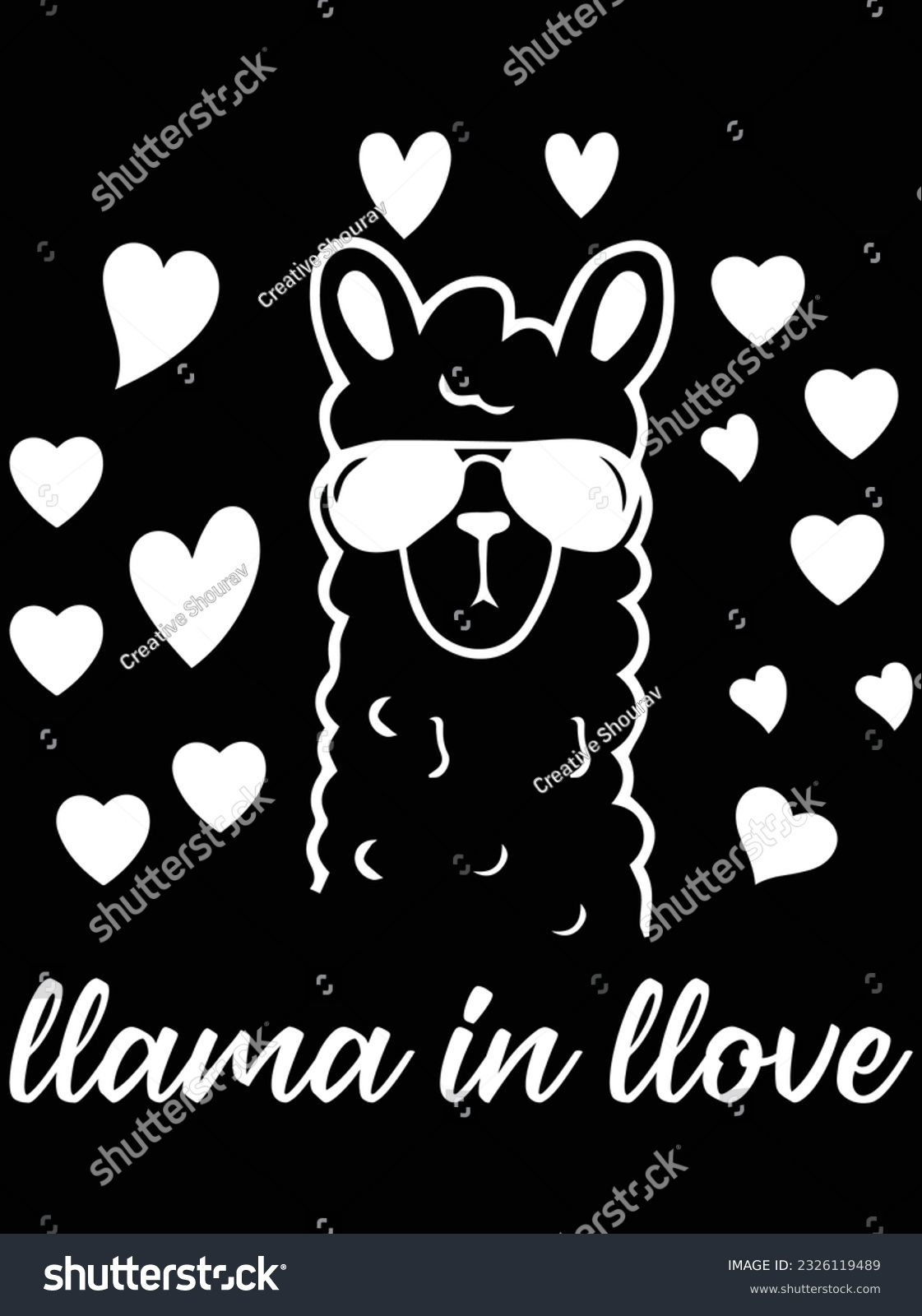 SVG of llama in llove vector art design, eps file. design file for t-shirt. SVG, EPS cuttable design file svg