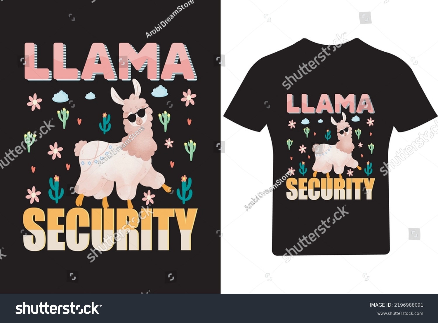 SVG of Llama Security T Shirt Design, Llama T Shirt Design svg
