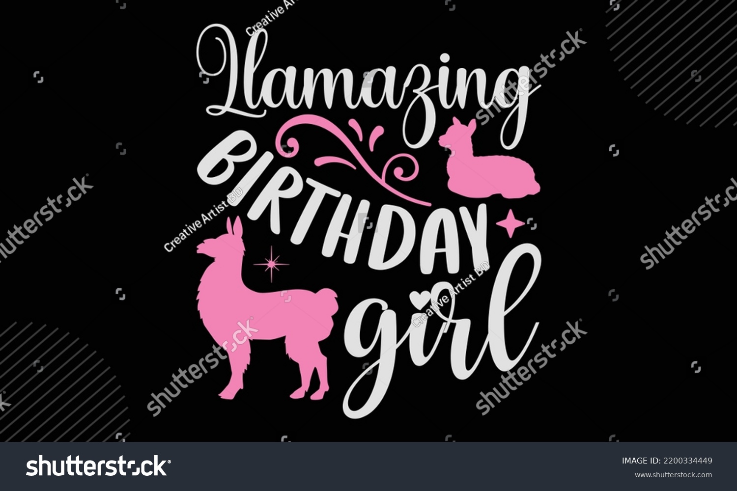 SVG of Llamazing Birthday Girl 
- Llama T shirt Design, Modern calligraphy, Cut Files for Cricut Svg, Illustration for prints on bags, posters
 svg