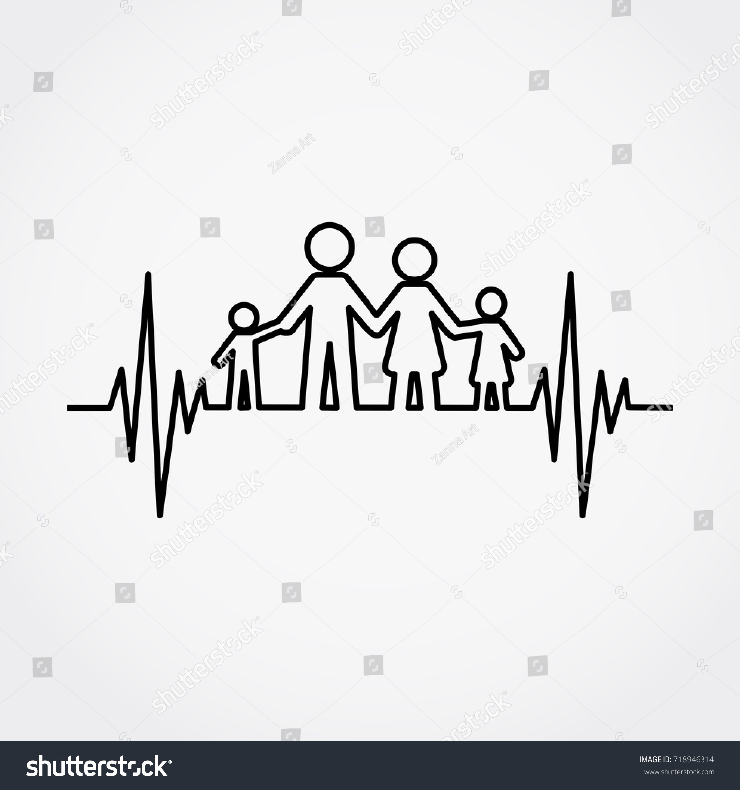 Lline Pulse Family Vector Illustration Stock Vector (Royalty Free ...