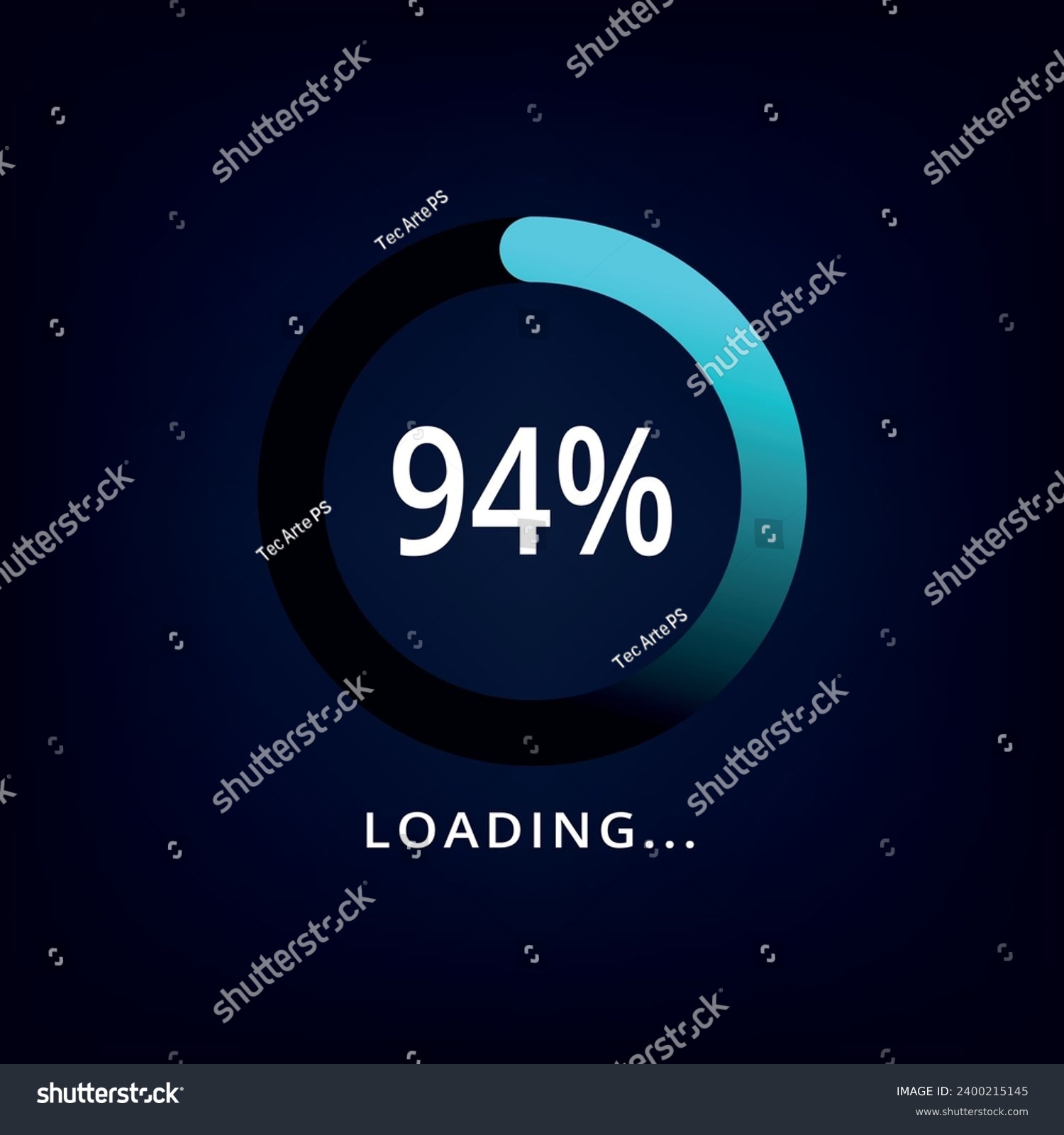 SVG of Loading bar vector illustration in blue color isolated on dark background. Circle loading bar with 94% progress. svg
