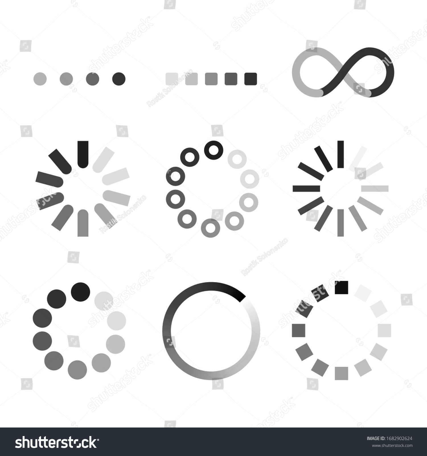 Loading Icon Set On White Background: เวกเตอร์สต็อก (ปลอดค่าลิขสิทธิ์ ...