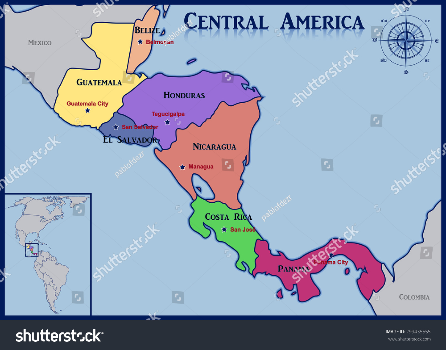 Central America Map And Capitals Zone Map 2691