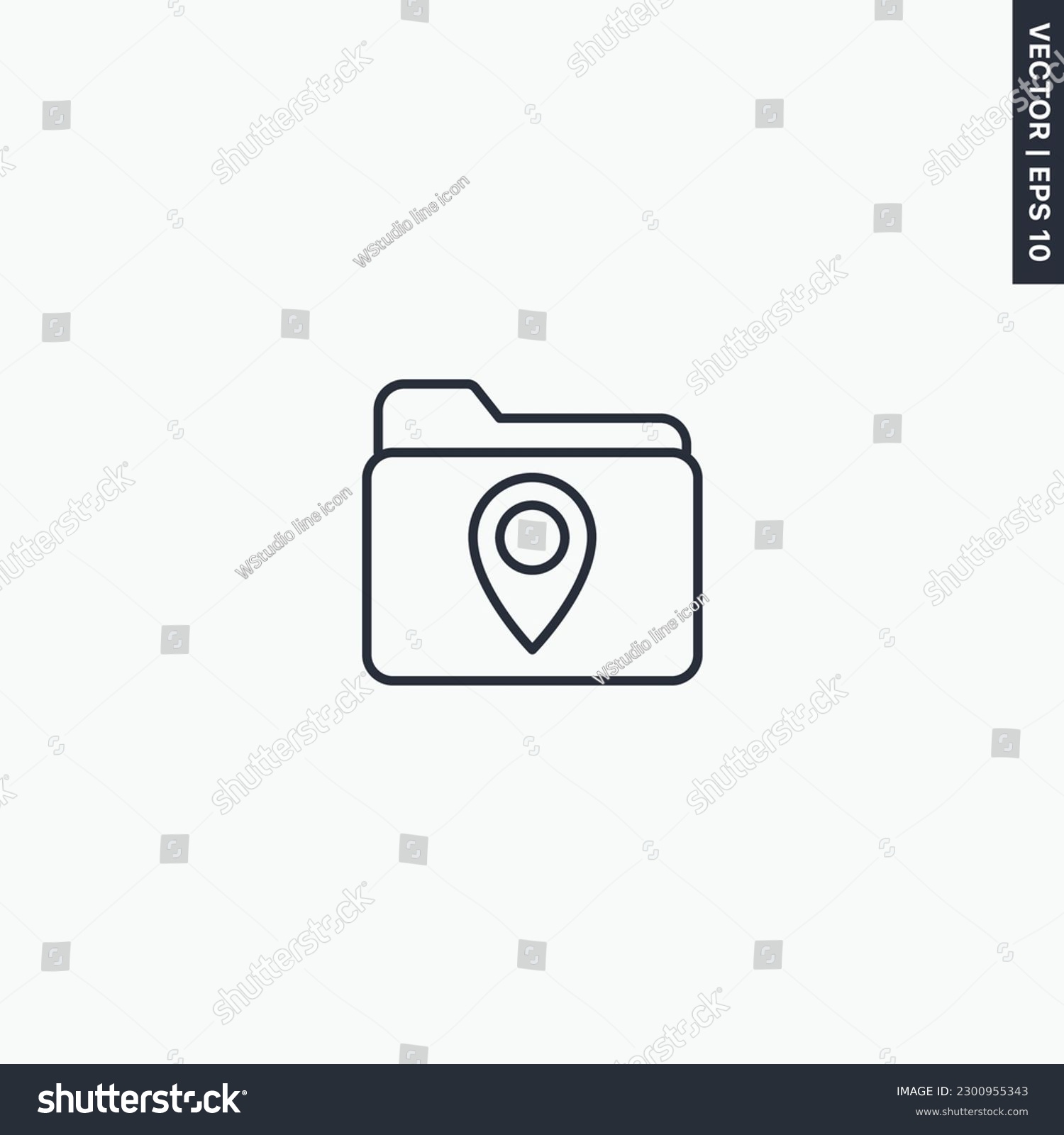 SVG of Location folder, linear style sign for mobile concept and web design. Symbol, logo illustration. Pixel perfect vector graphics svg