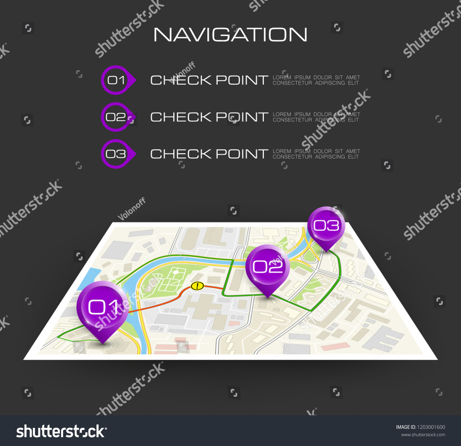 Location Icon Map Road Infographic Color Stock Vector Royalty Free