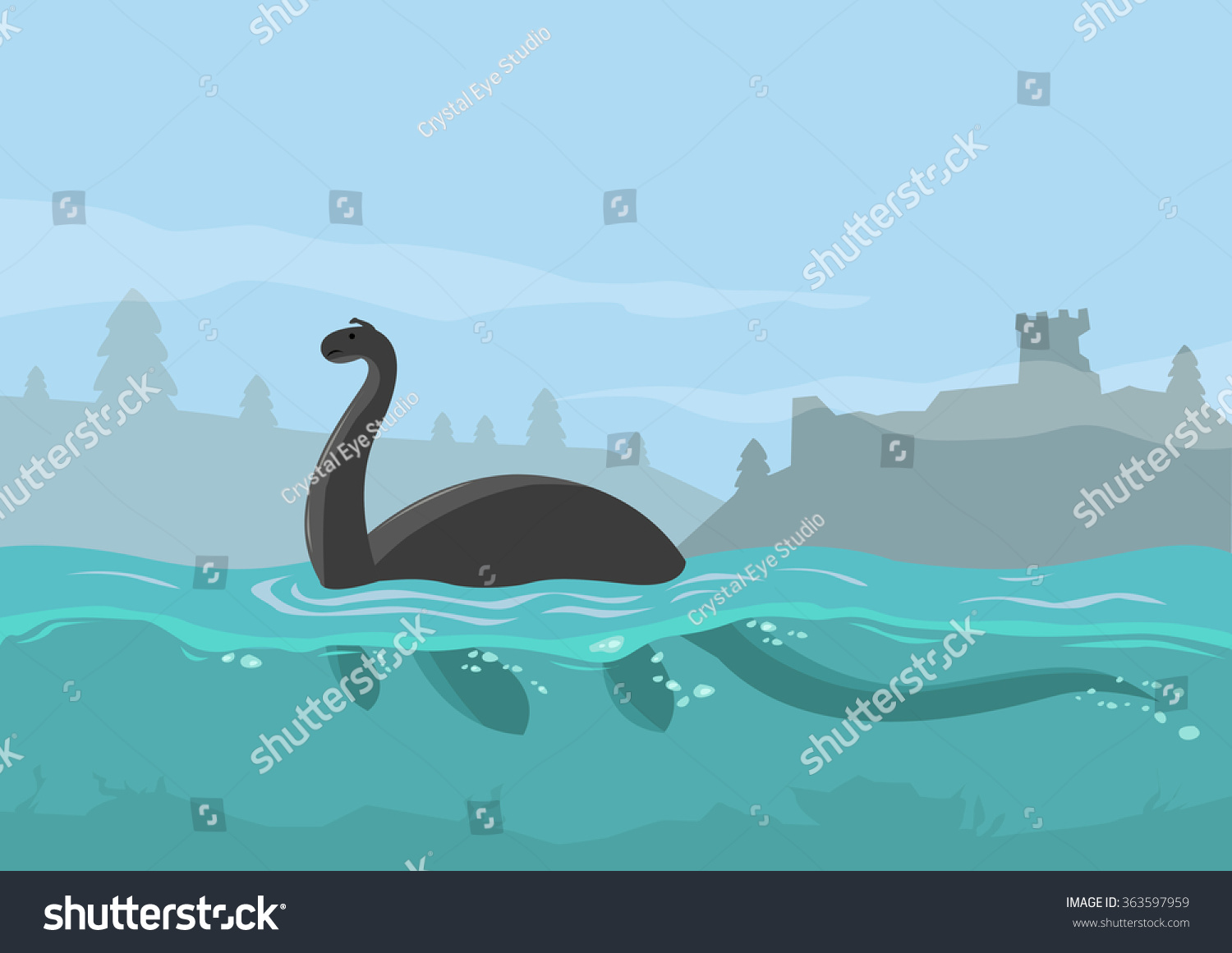 SVG of Loch Ness Monster Concept. Editable Clip Art. svg