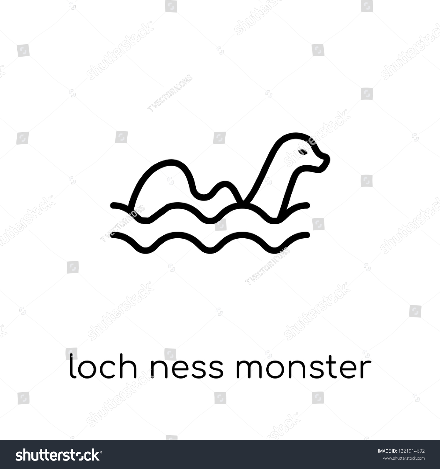 SVG of Loch ness monster icon. Trendy modern flat linear vector Loch ness monster icon on white background from thin line Fairy Tale collection, editable outline stroke vector illustration svg