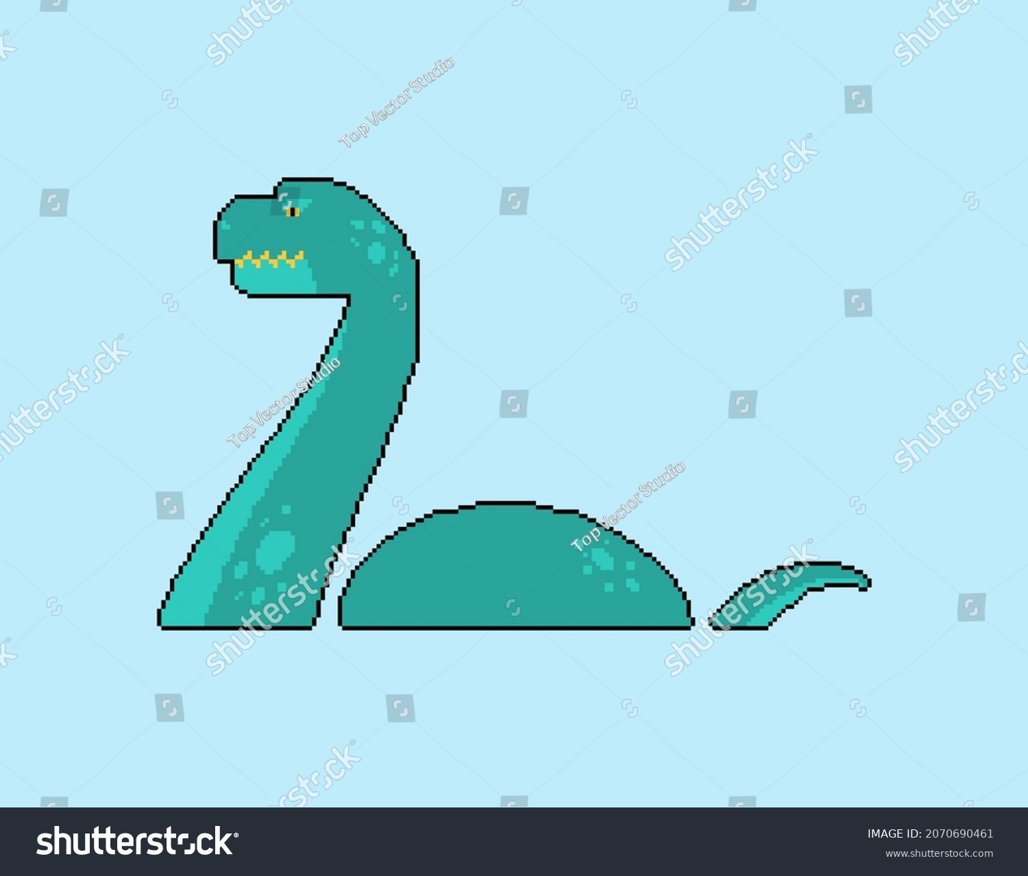 Loch Ness Monster Pixel Art Pixelated Stock Vektor Royaltyfri