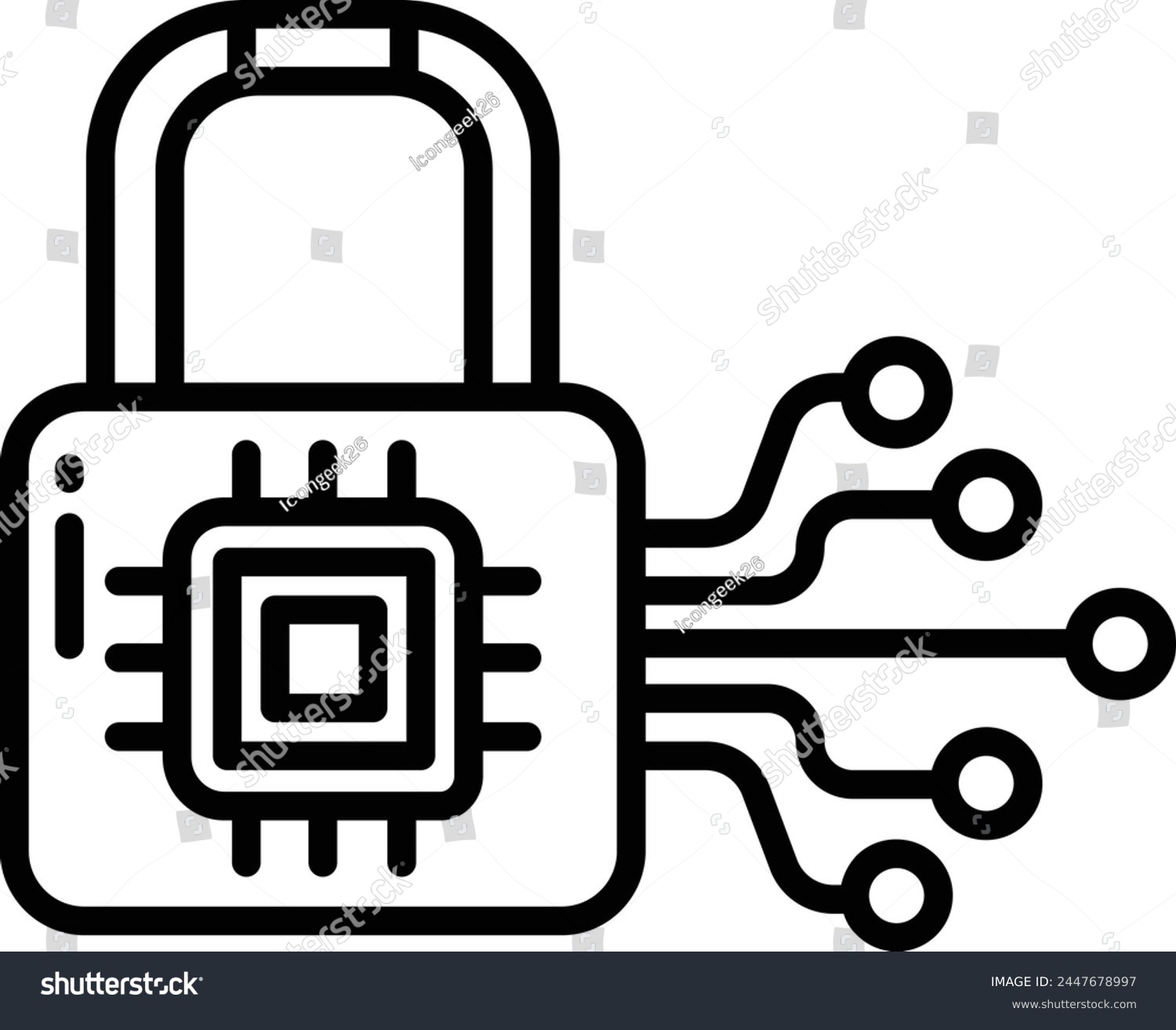 black padlock with circuit board design clip art preview