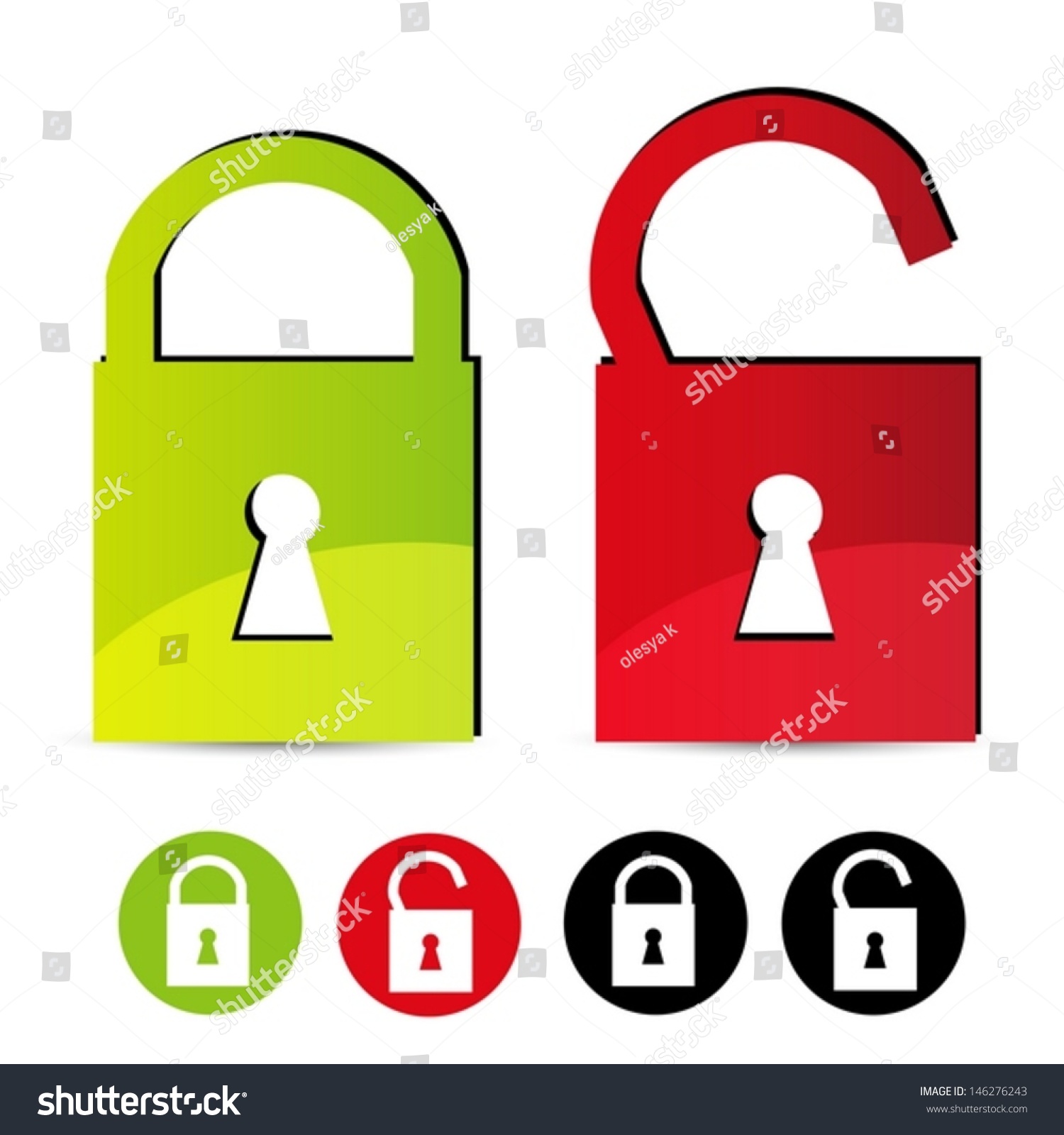 Lock Icon Red And Green Glossy Button Stock Vector Illustration ...