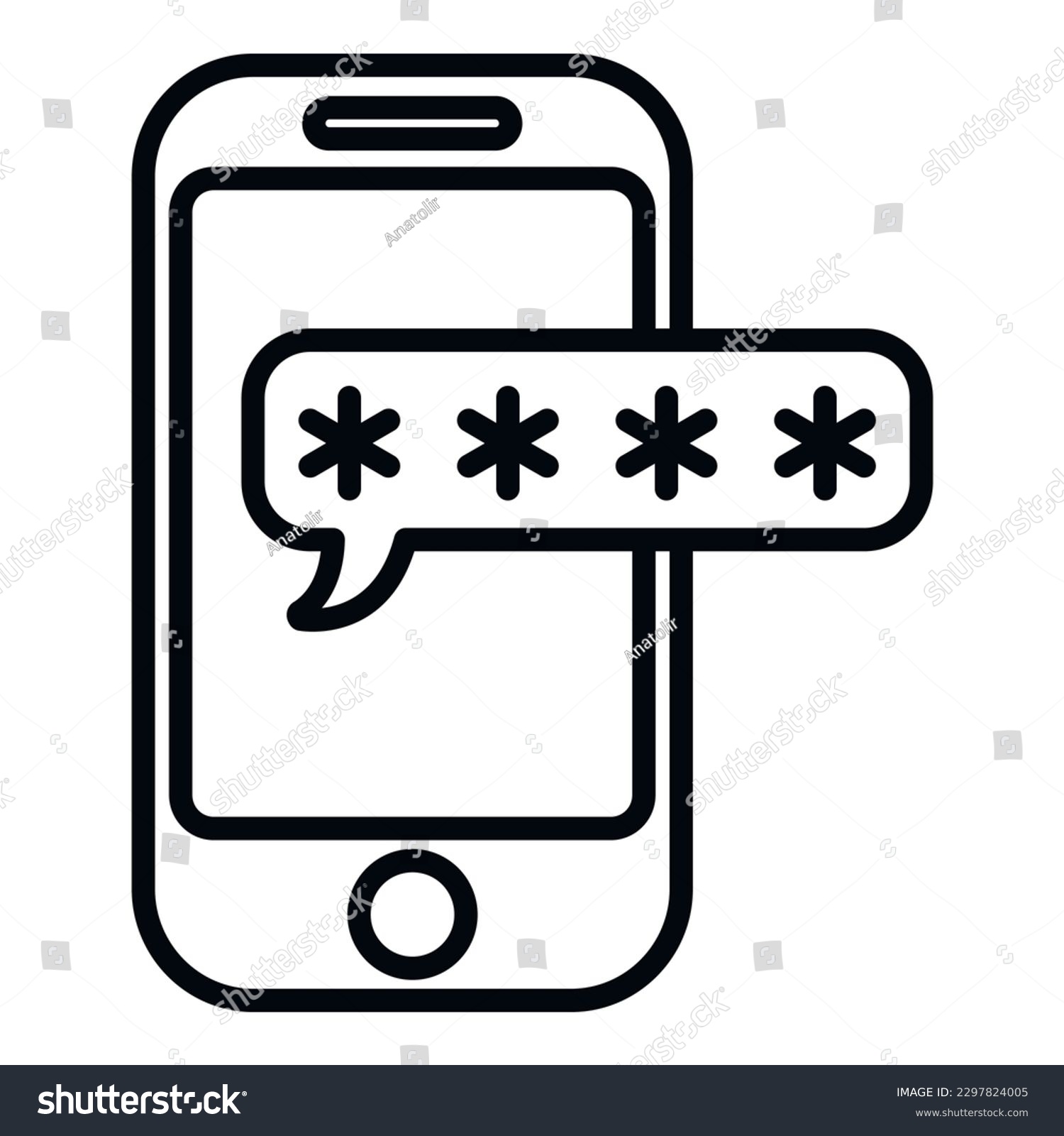 black phone password bubble icon clip art preview