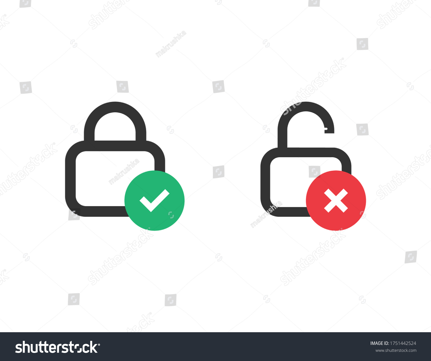 Locked Unlocked Icon Correct Wrong Status Stock Vector (Royalty Free ...