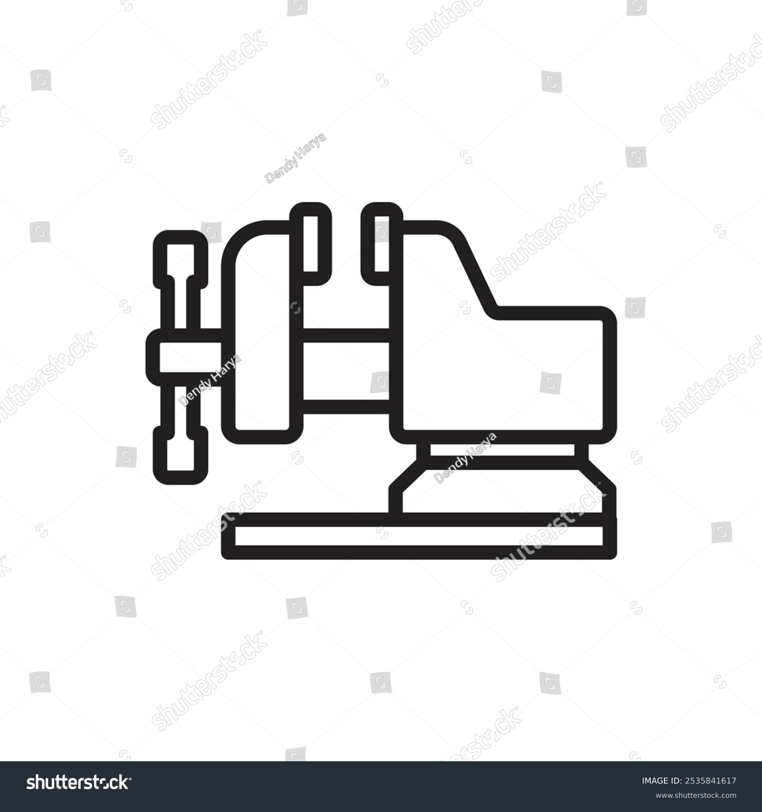 black outline vise tool clip art preview