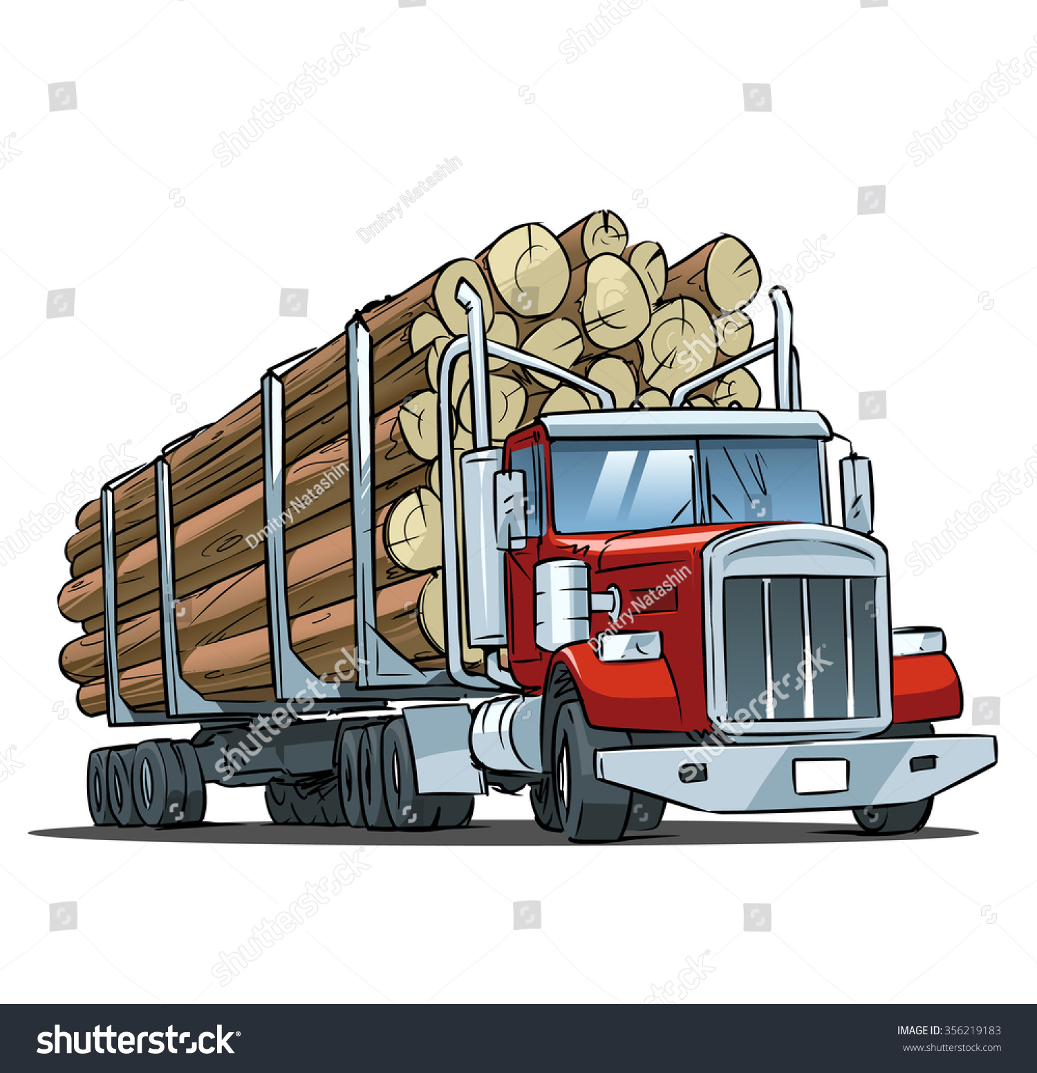 Logging Truck Isolated On White Background Stock Vector ...