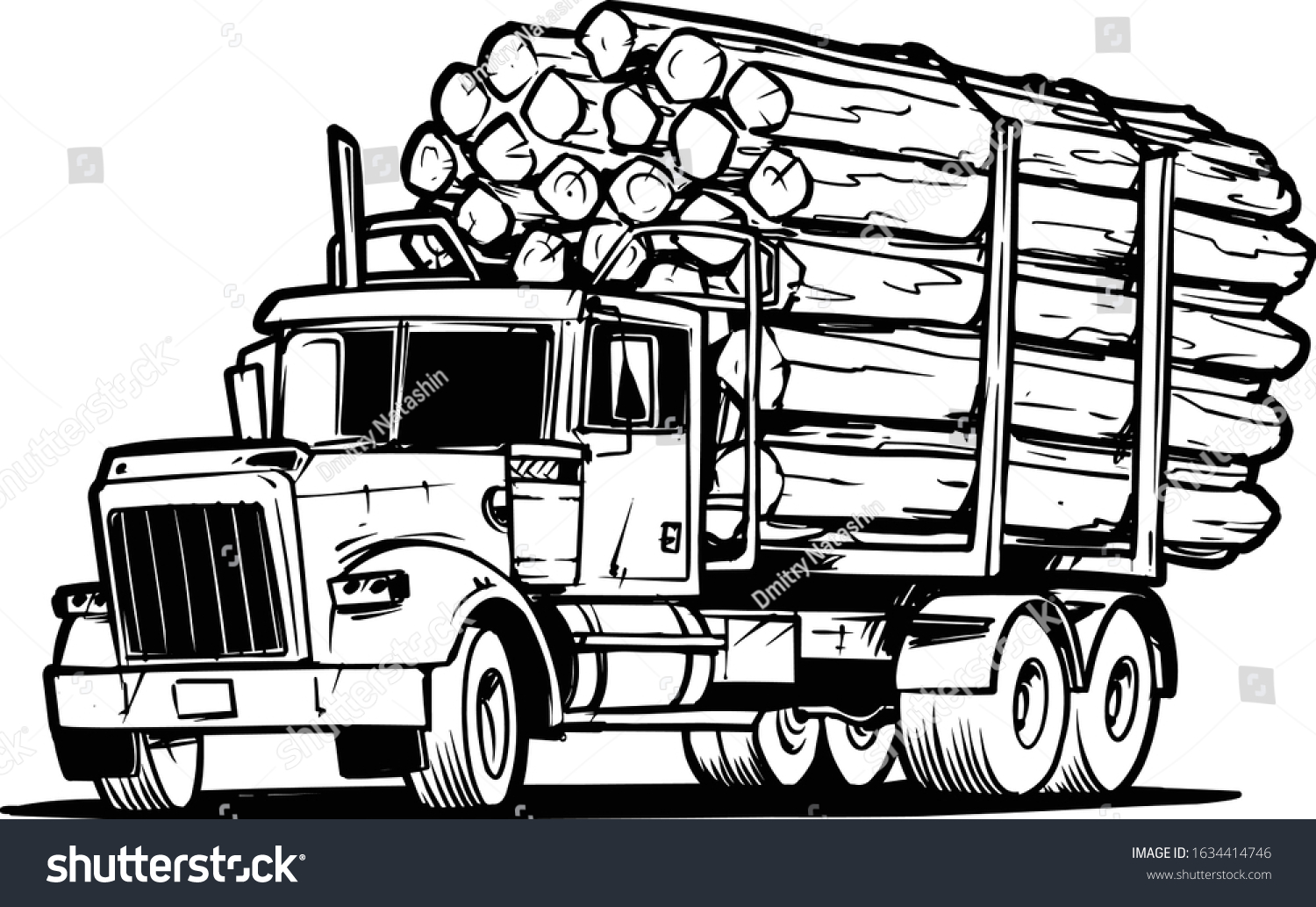 Vektor Stok Logging Truck Vector Illustration Isolated On (Tanpa