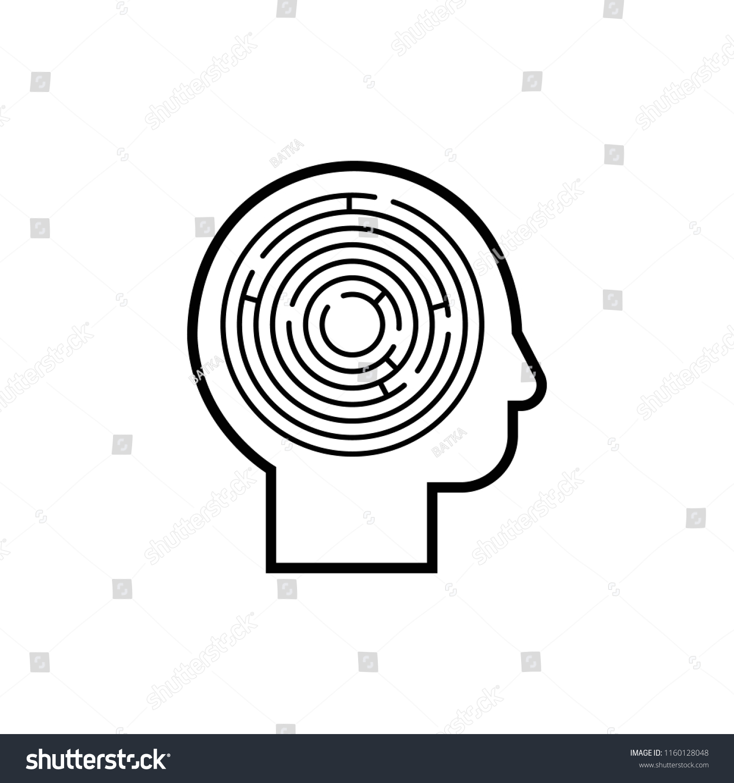 Logic games concept, creative thinking, head maze line icon, mind labyrinth, mental