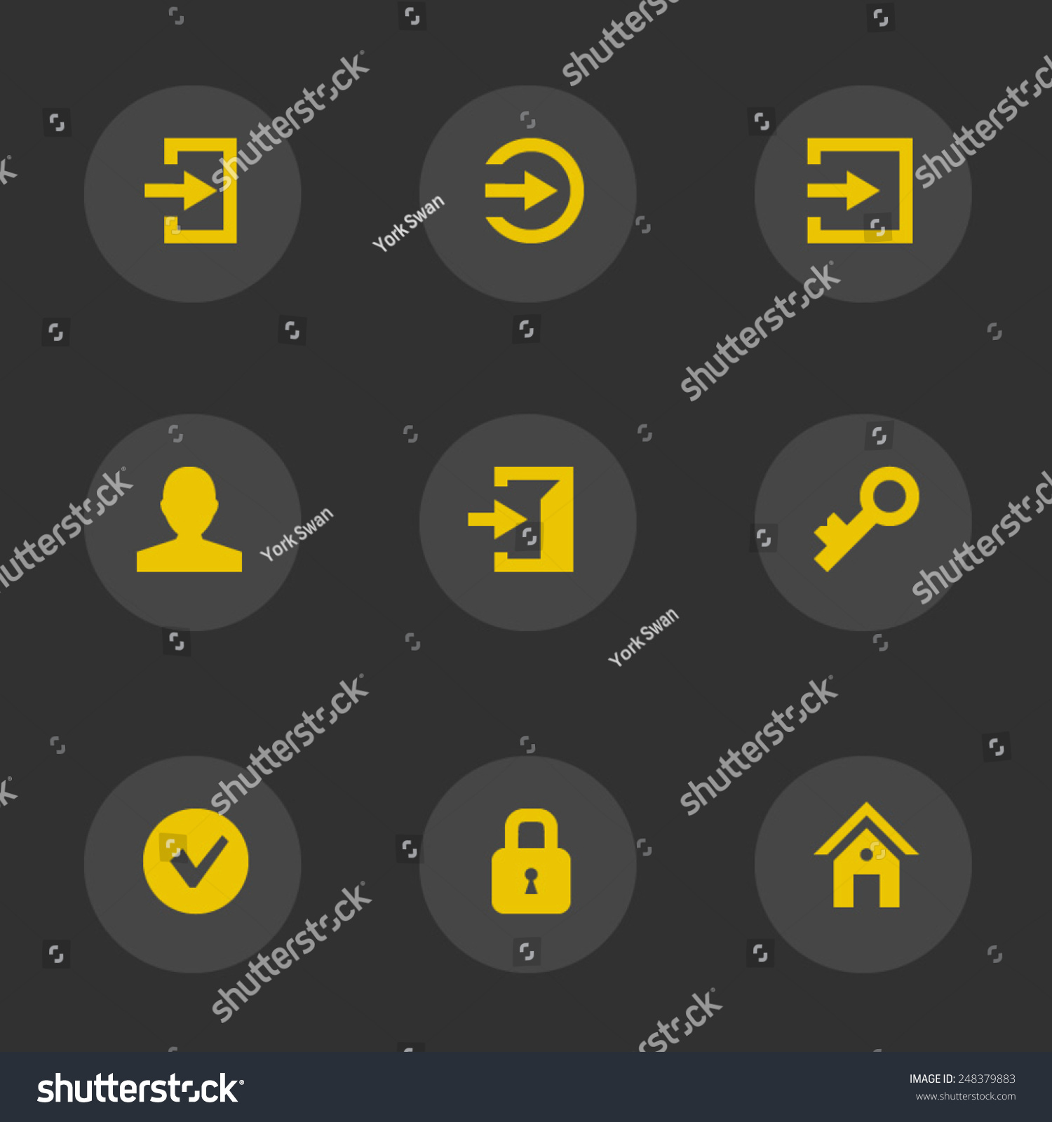 Login Icons Yellow Account Stock Vector Royalty Free 248379883