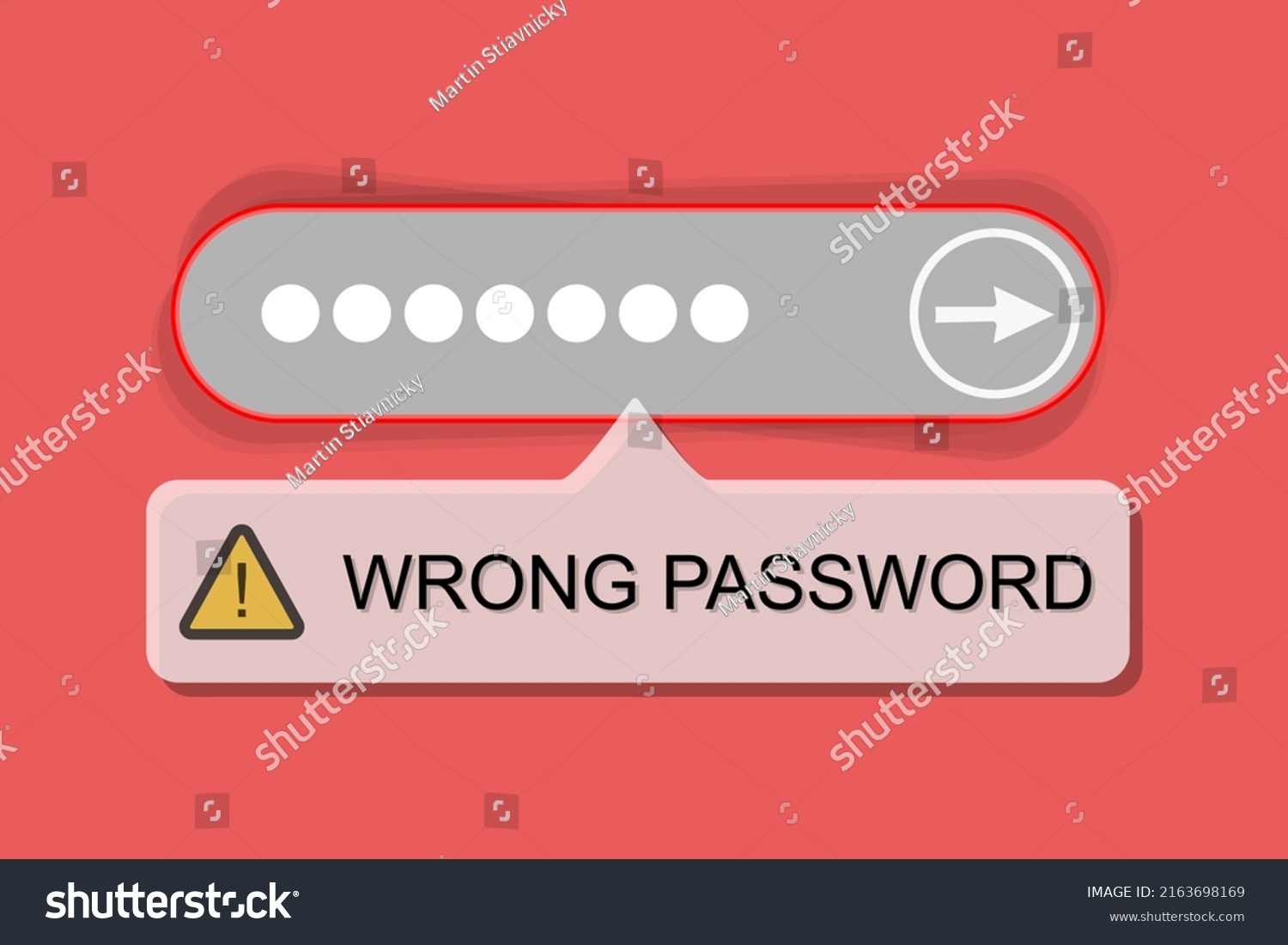 Login Page Failure Form Wrong Password Stock Vector Royalty Free 