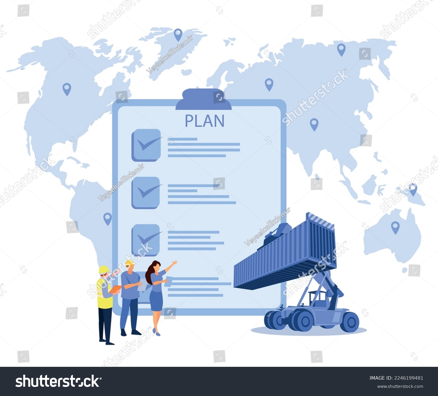 SVG of Logistics and shipping of container truck at ship port for business Container Cargo ship and cargo plane with crane bridge working at shipyard at sunrise, logistics import export and shipping svg