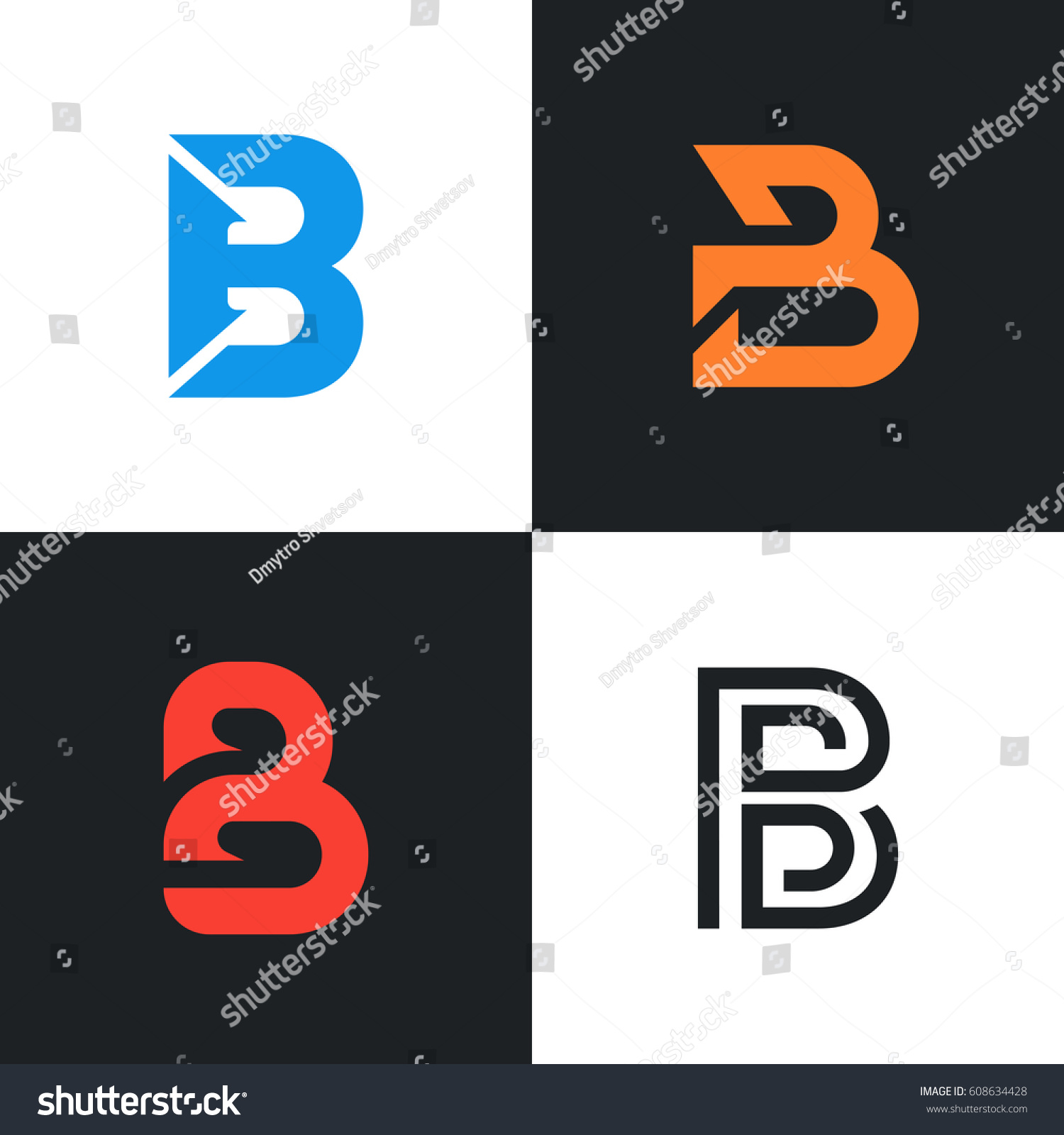 Logo B Letter Signs Set Company Stock Vector (Royalty Free) 608634428 ...