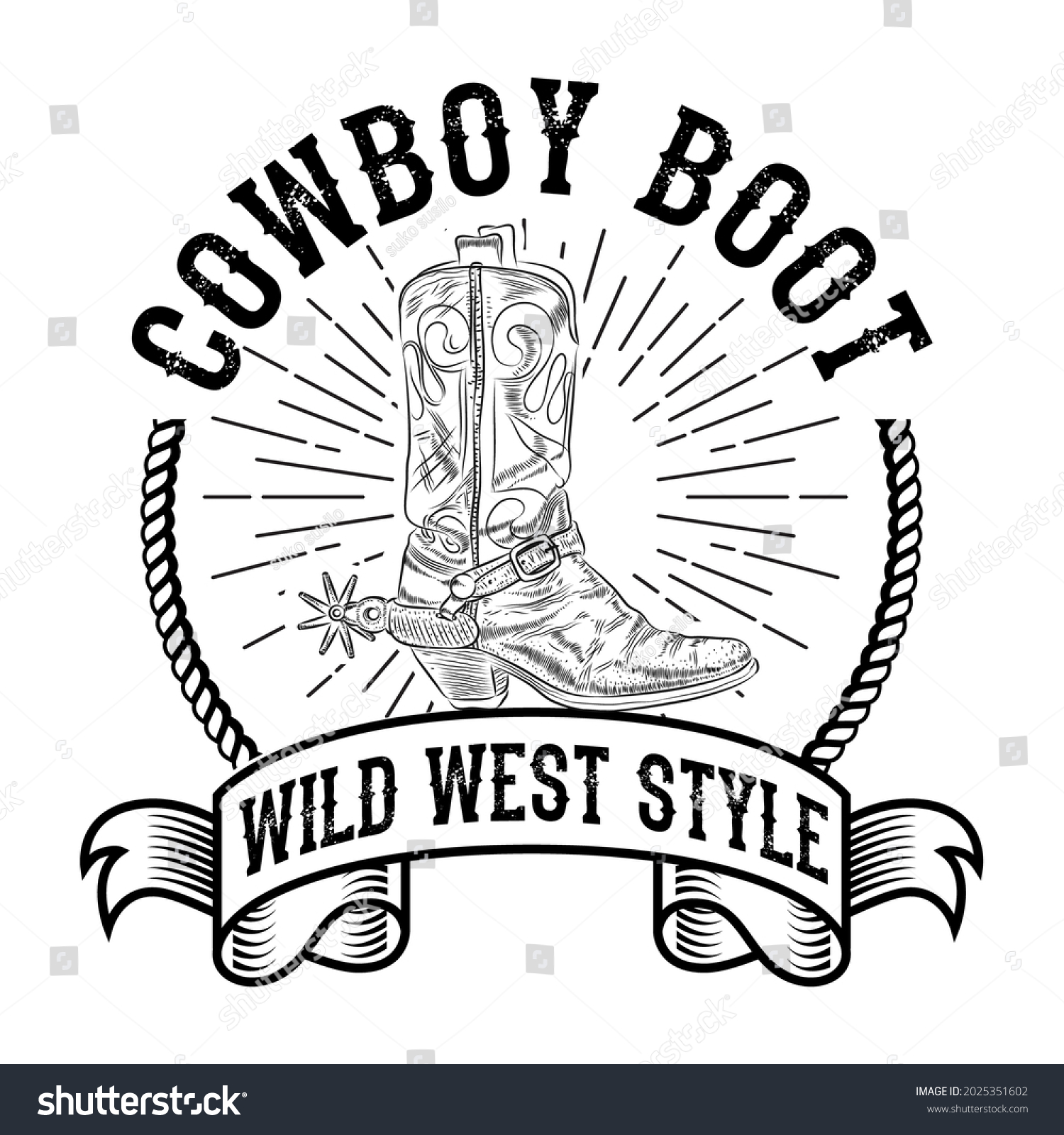 Logo Cowboy Boot Vector Illustration Stock Vector (Royalty Free) 2025351602