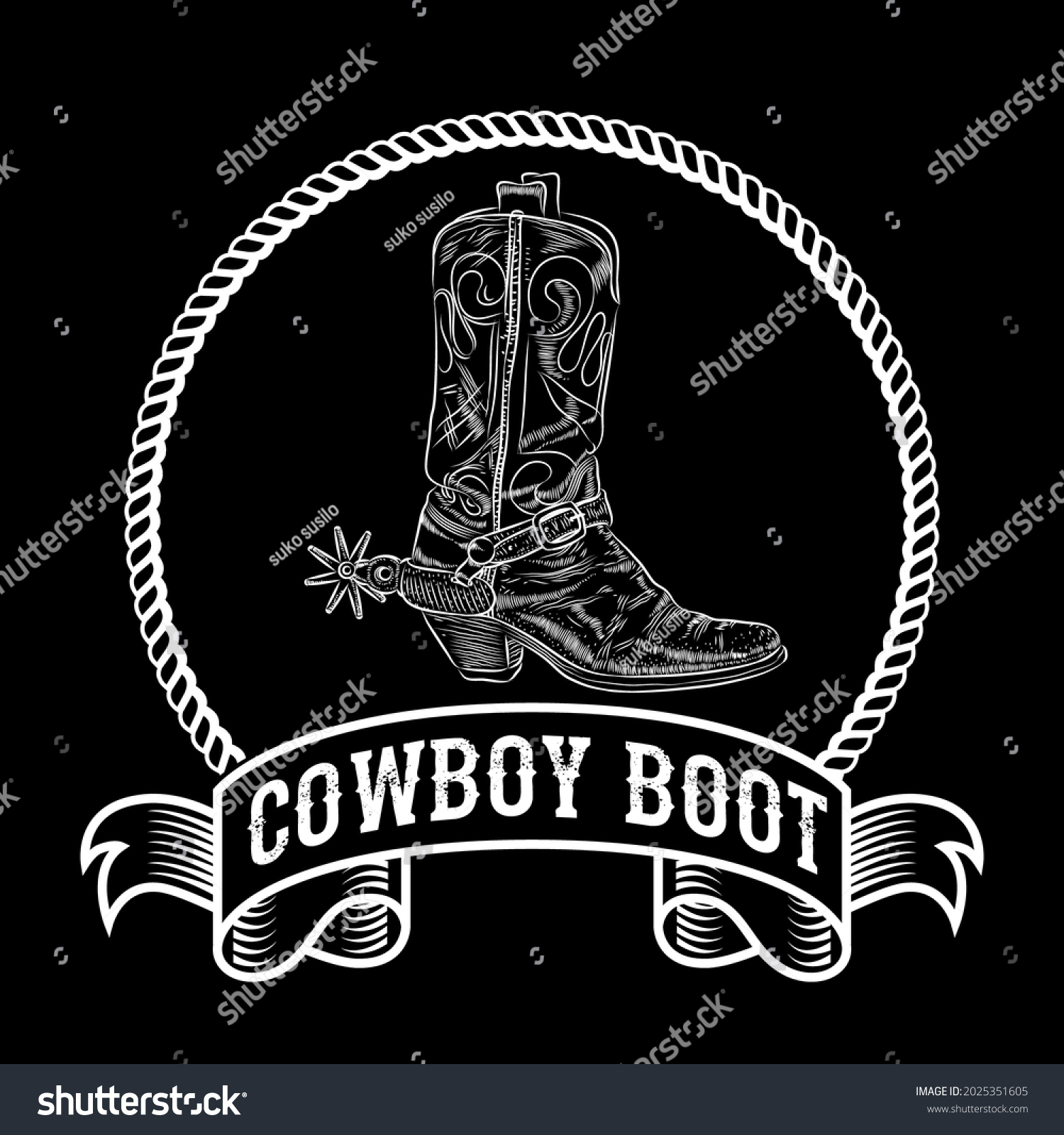 Logo Cowboy Boot Vector Illustration Stock Vector (Royalty Free ...