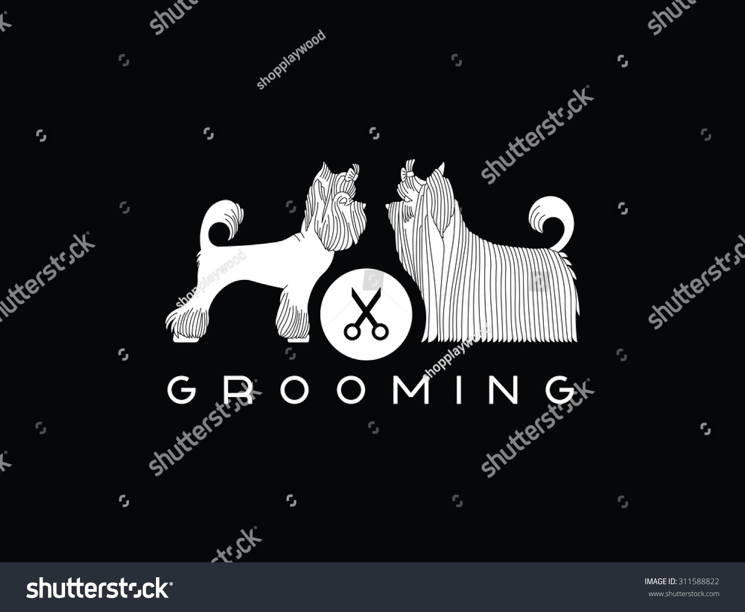 Logo Dog Beauty Grooming Salon. Illustration With Yorkshire Terriers ...