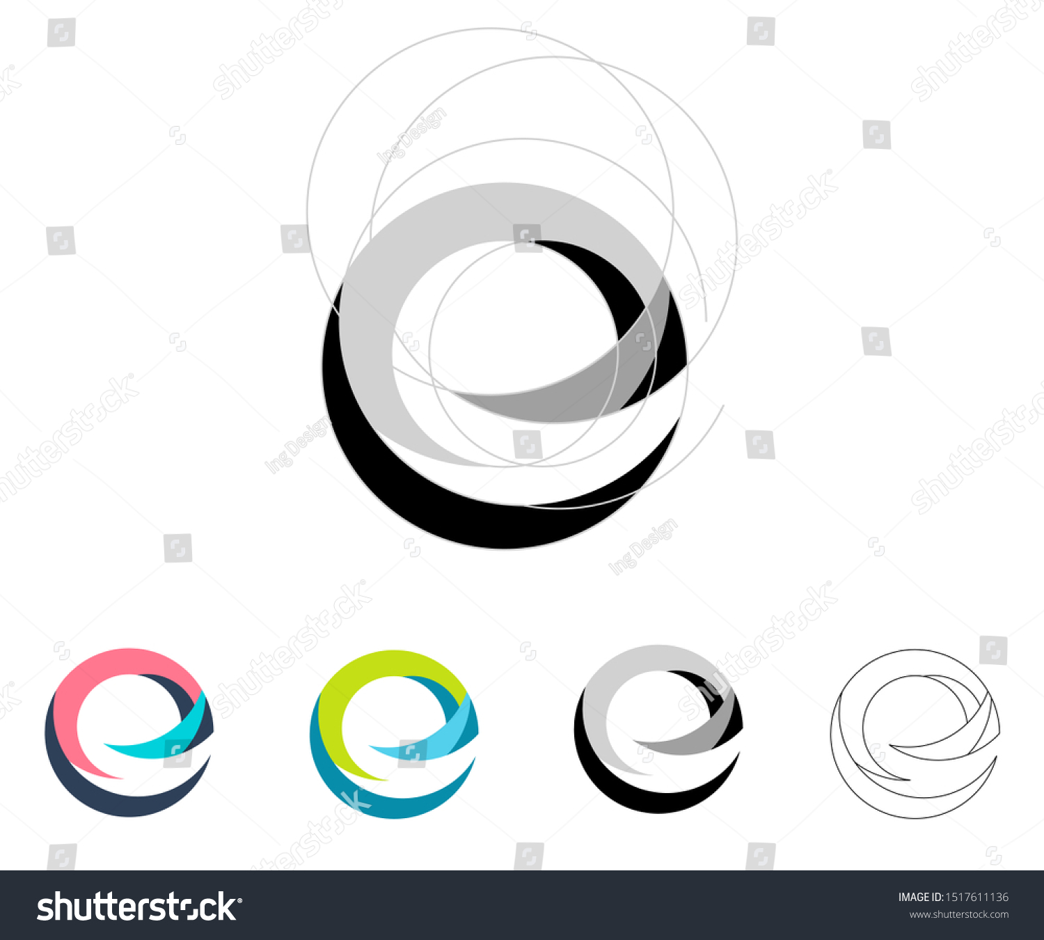 Logo E Lettering Golden Ratio Base Stock Vector Royalty Free