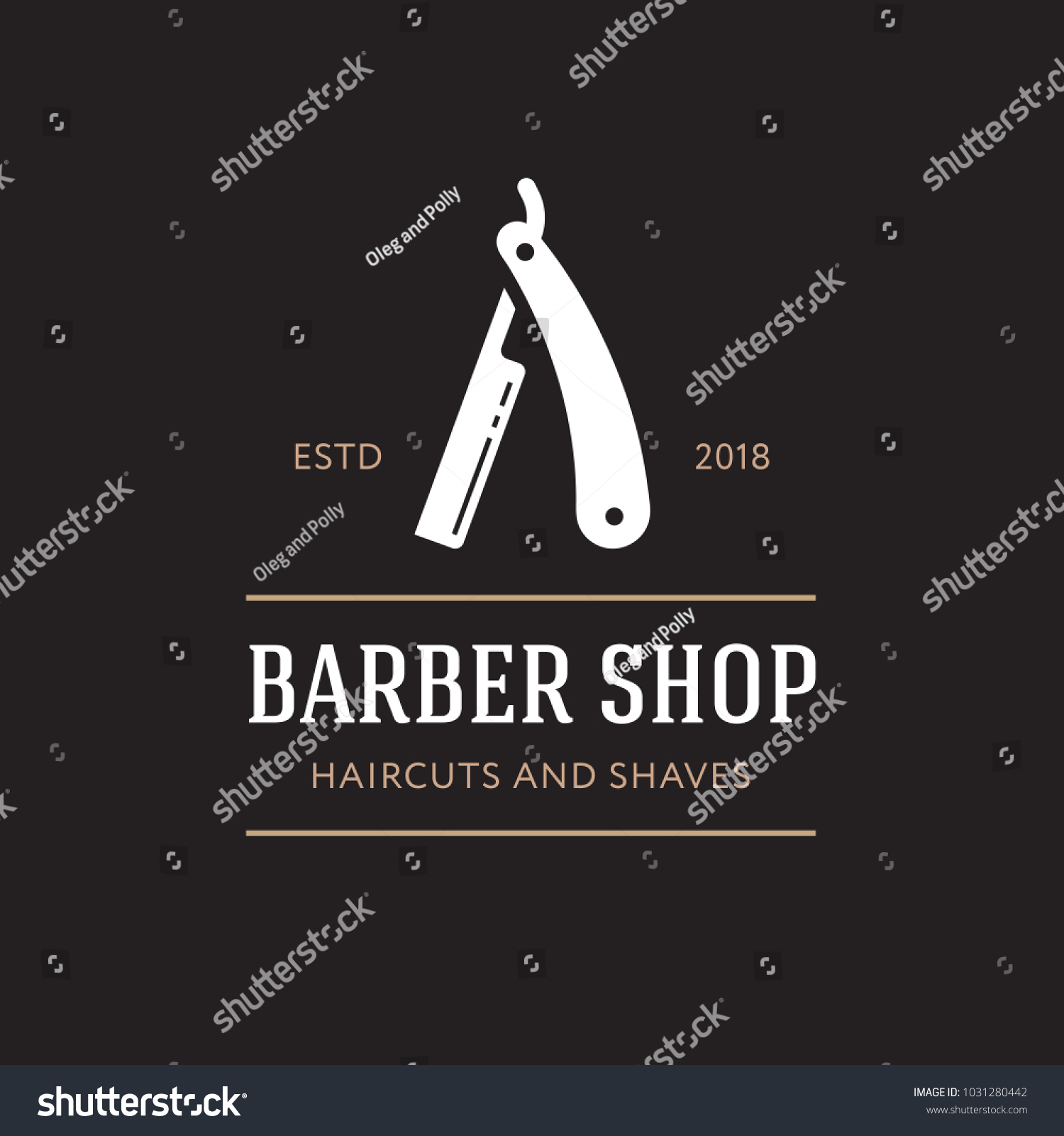 Logo Barbershop Hair Salon Barber Razor Stock Vektorgrafik