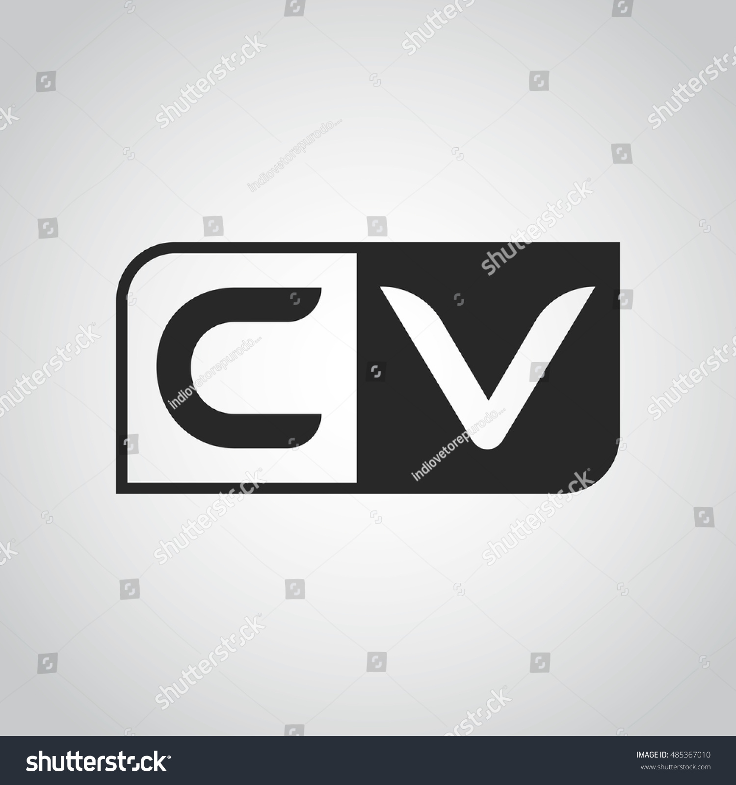 logo letter cv two different sides stock vector 485367010