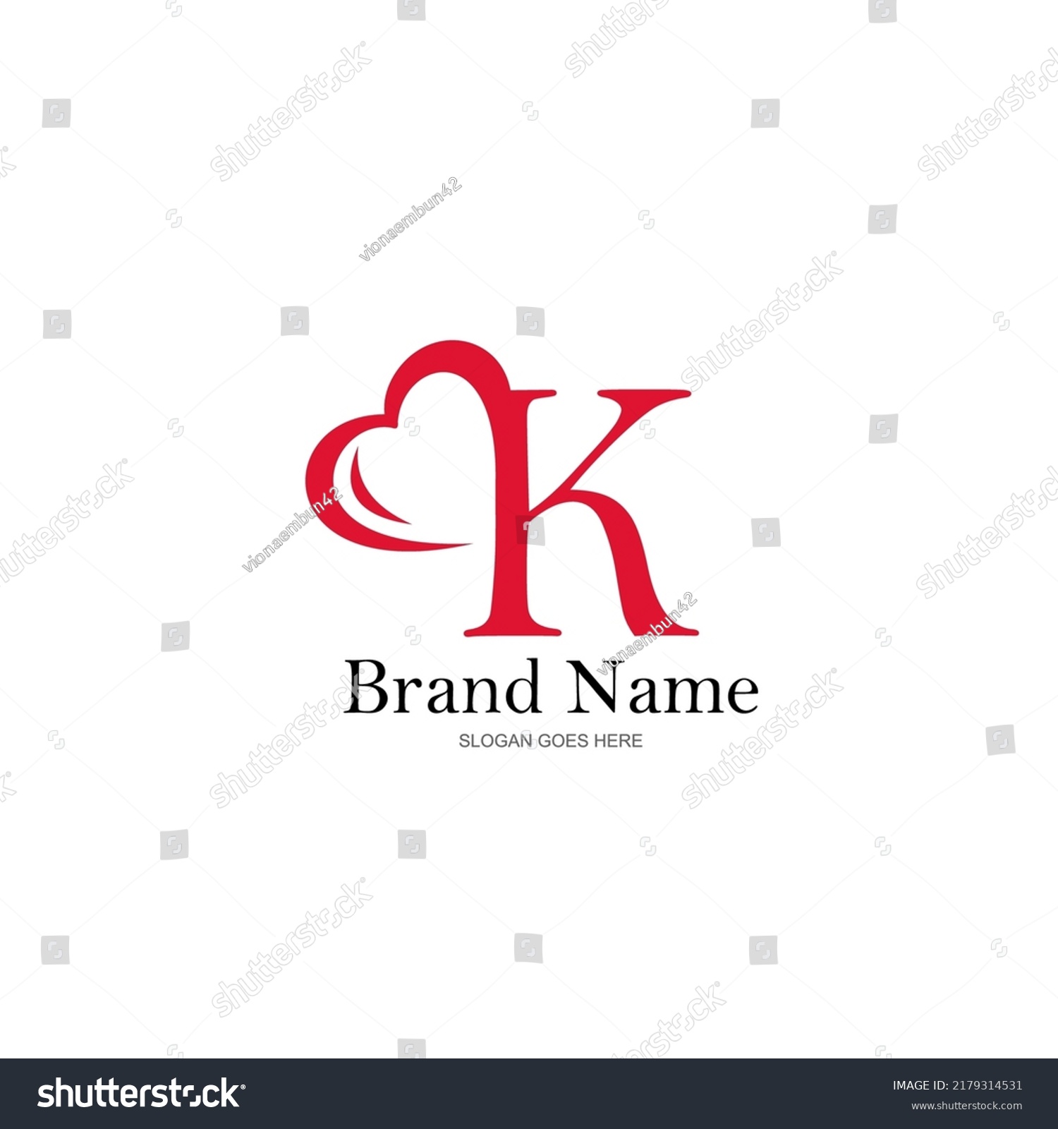 Logo Letter K Heart Vector Combination Stock Vector (Royalty Free ...