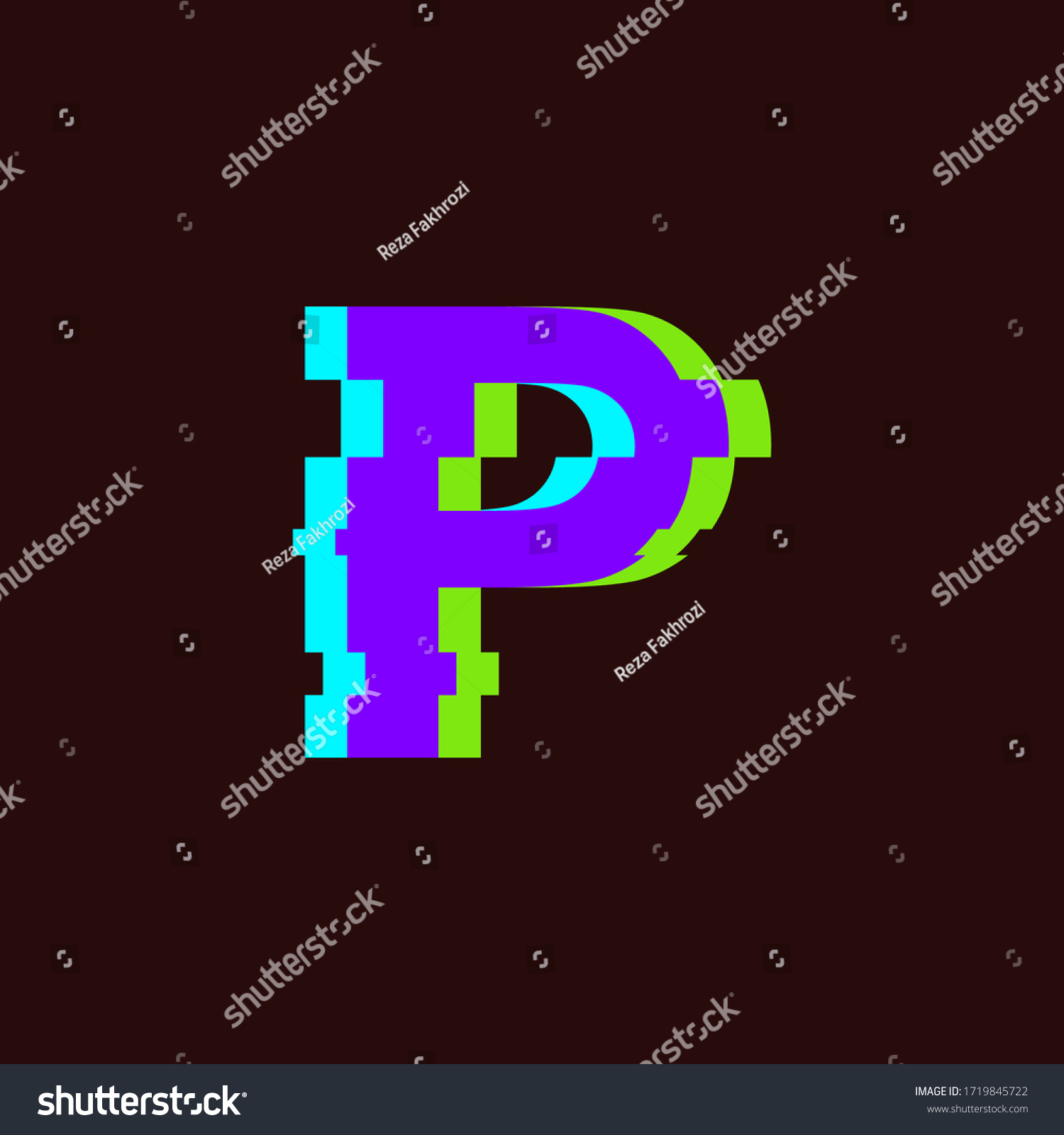 Logo Letter P Glitch Style Modern Stock Vector (Royalty Free) 1719845722