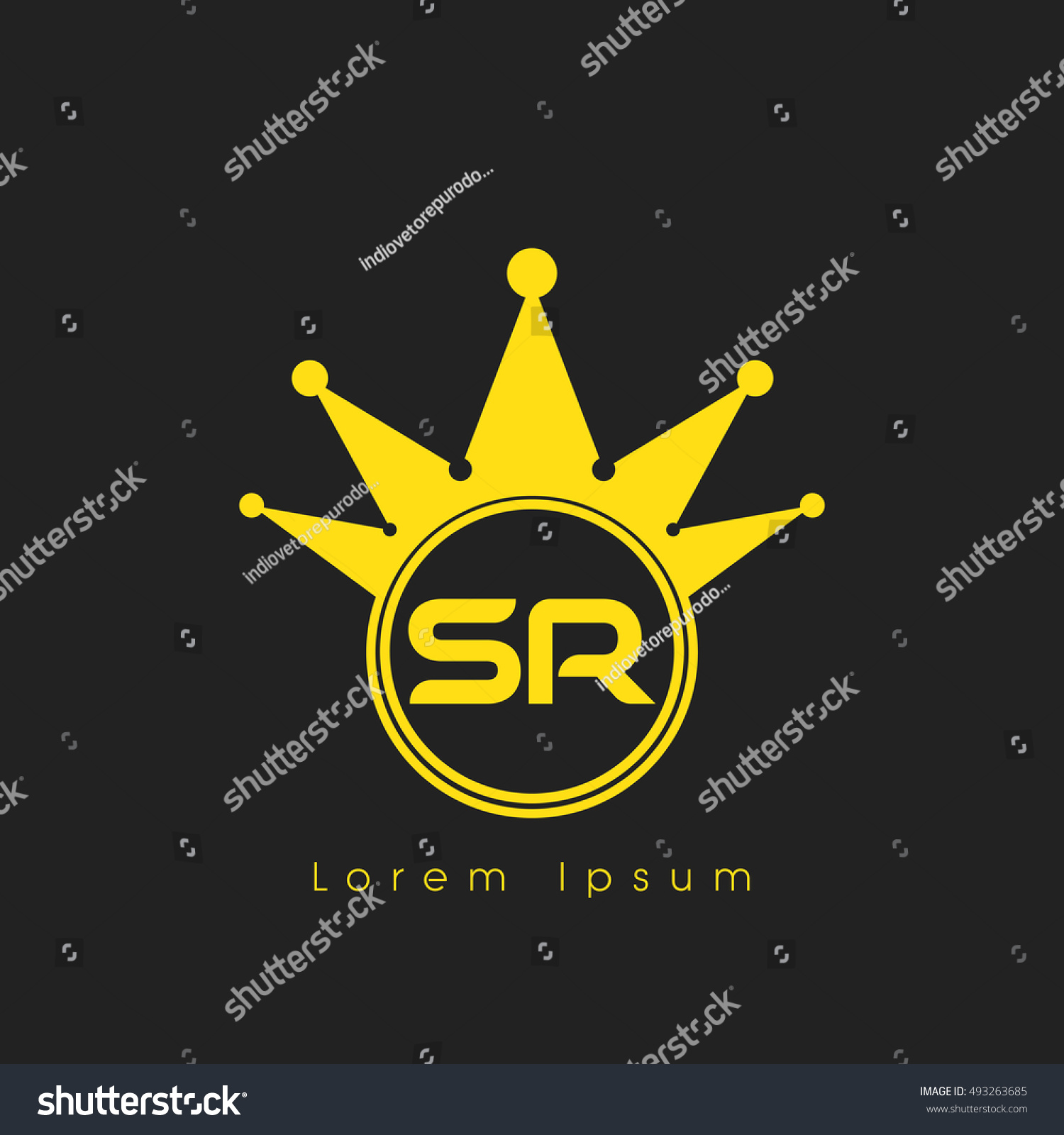 Logo Letters S R Yellow Crowned Stock Vector Royalty Free