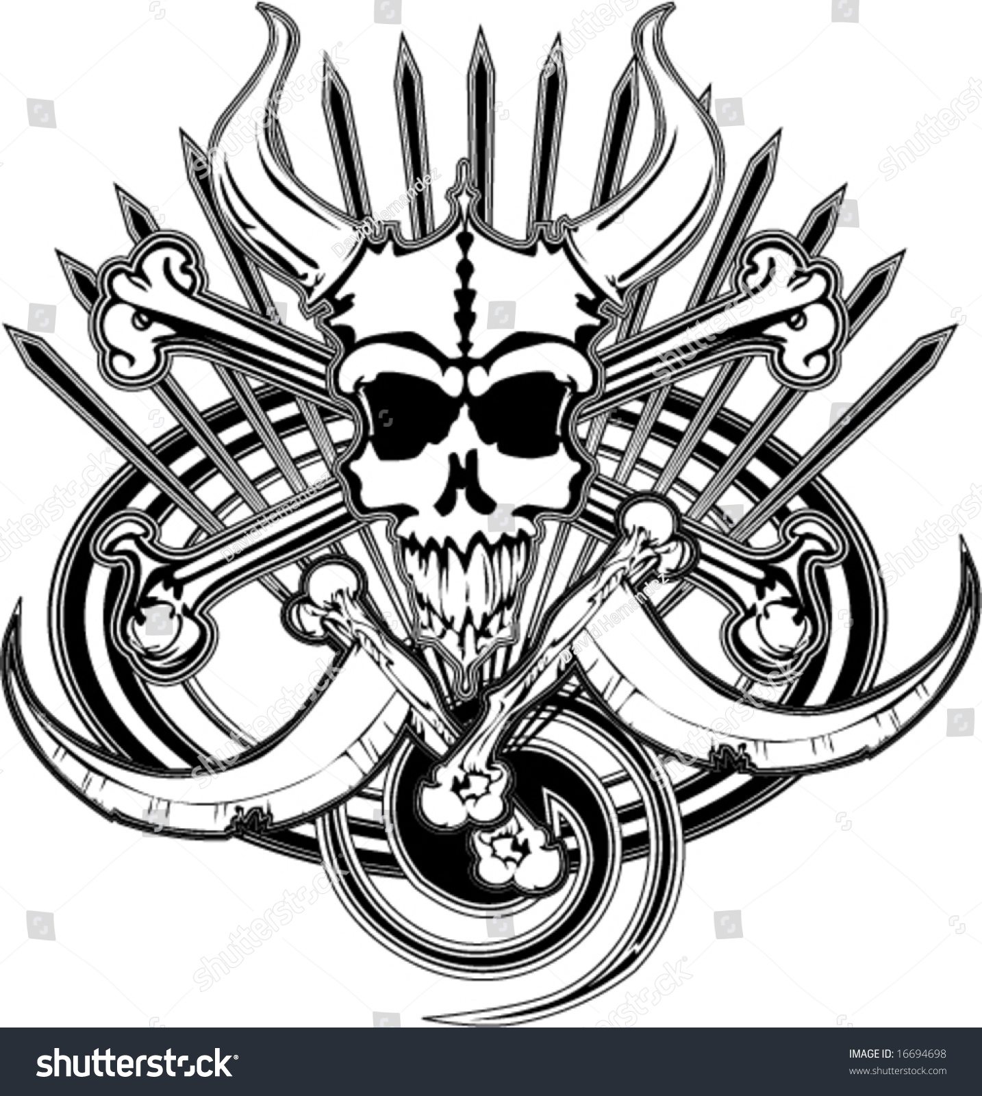 Logo Beast Pirate Skull Bones Death Stock Vector 16694698 - Shutterstock