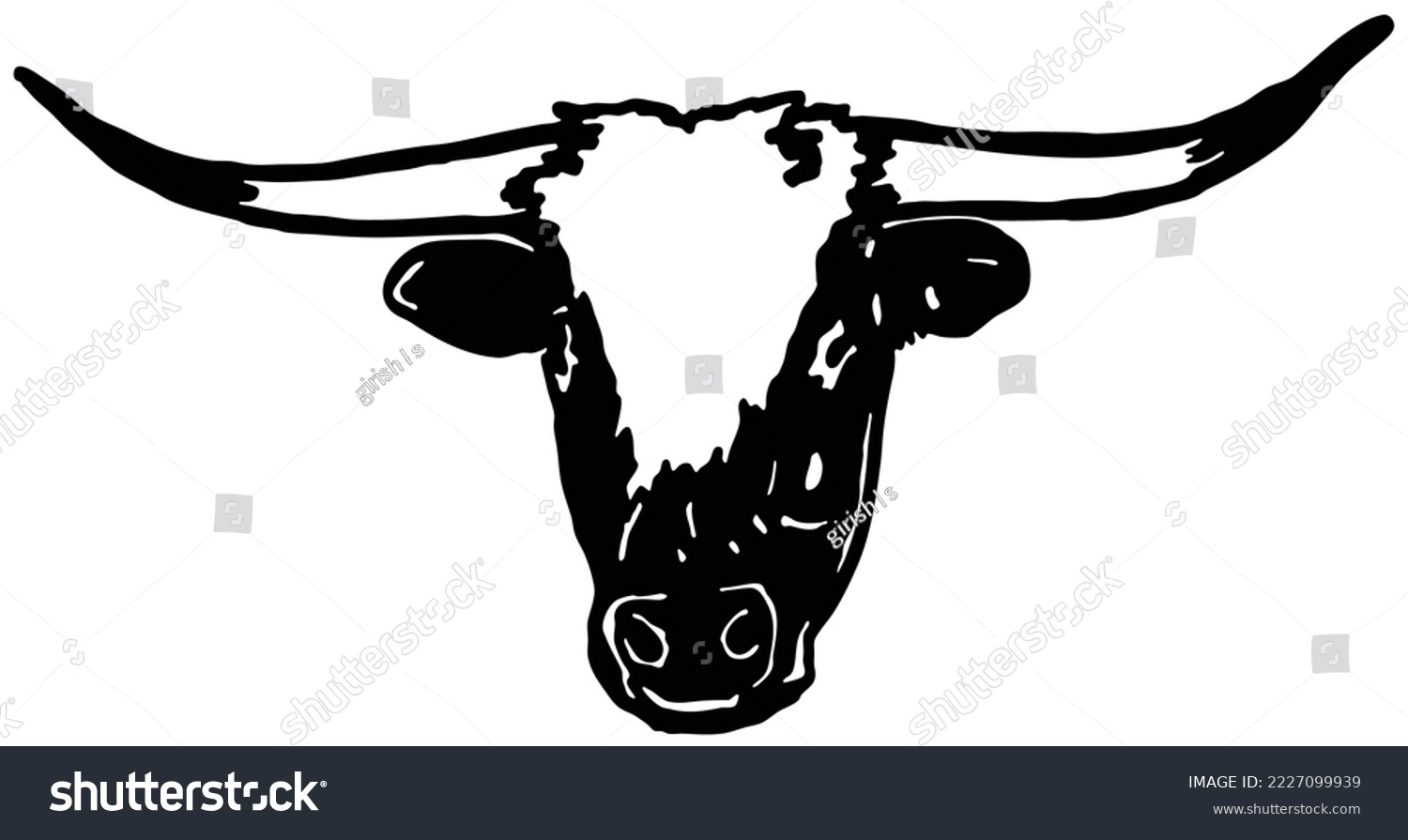 SVG of Logo of Cattle head with long horn, bull head silhouette vector illustration svg