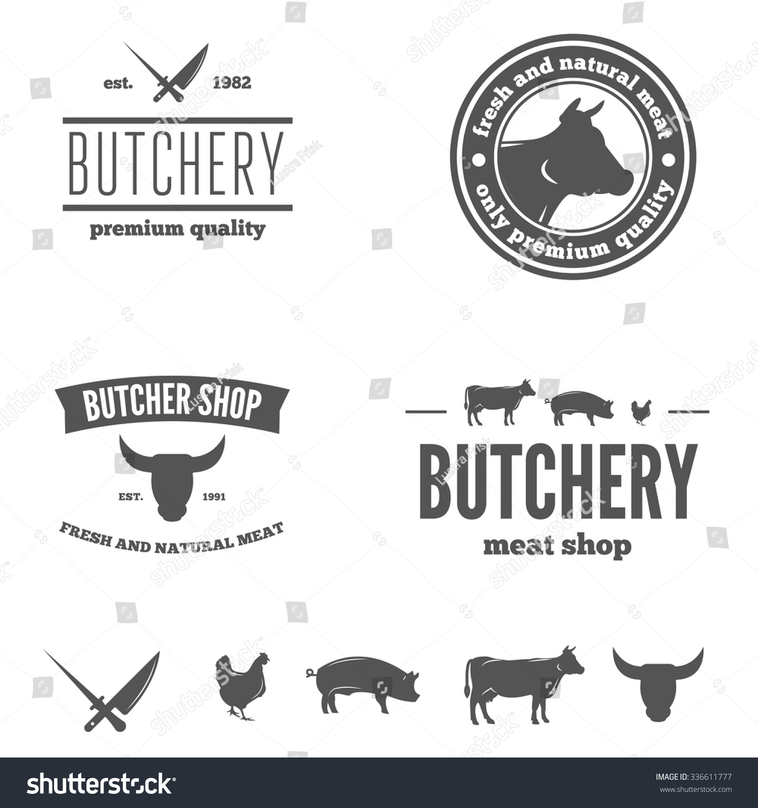 Logo Badge Label Logotype Elements Butchery Stock Vector (Royalty Free ...