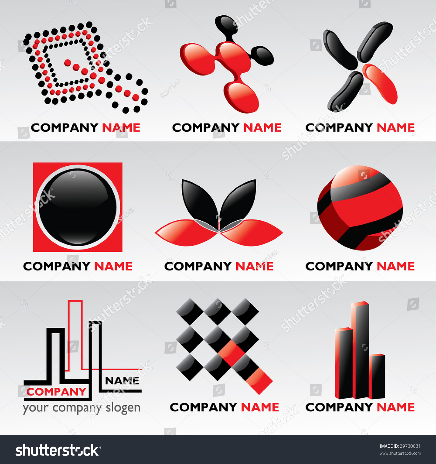Logos Design Elements Black Red Vector Stock Vector (Royalty Free