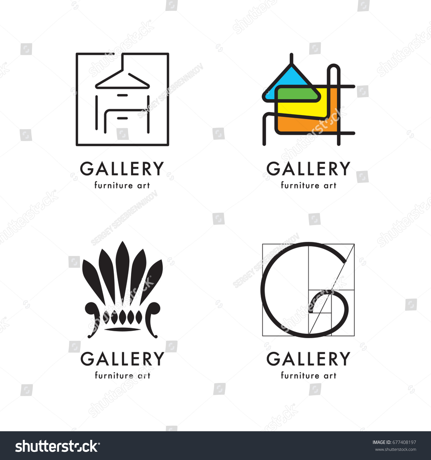 Logos Gallery Furniture Set Stock Vector 677408197 Shutterstock