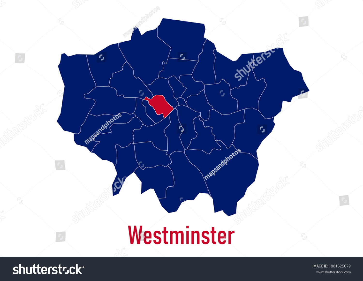 London Borough Westminster Map Map Colored Stock Vector Royalty Free 1881525079 Shutterstock 