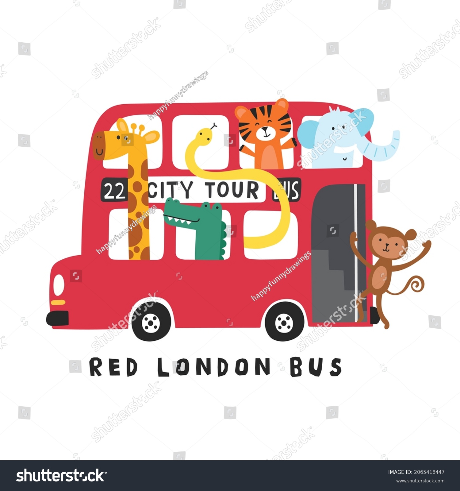 SVG of london bus with animals vector illustration svg