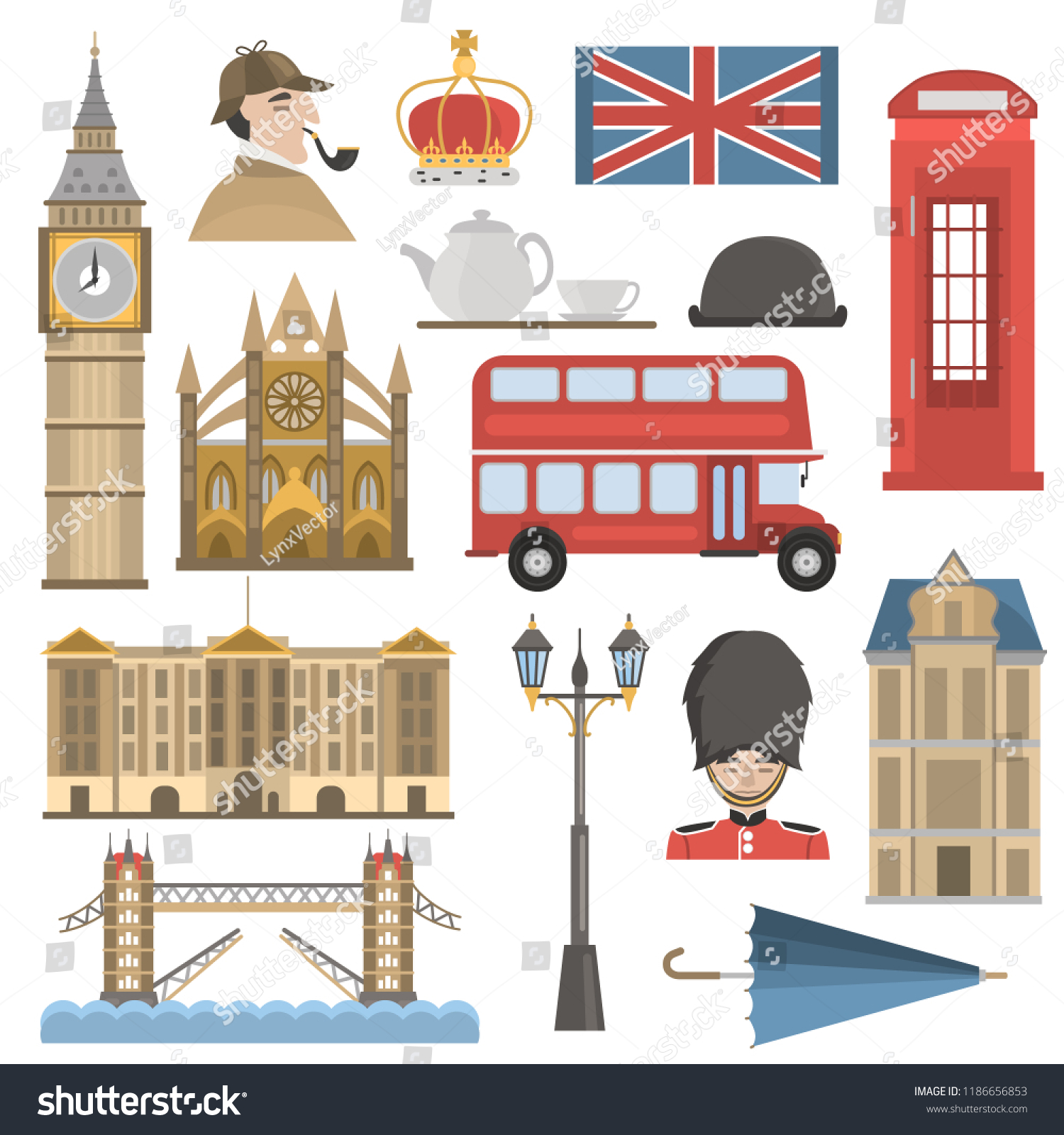 SVG of London color flat icons set svg