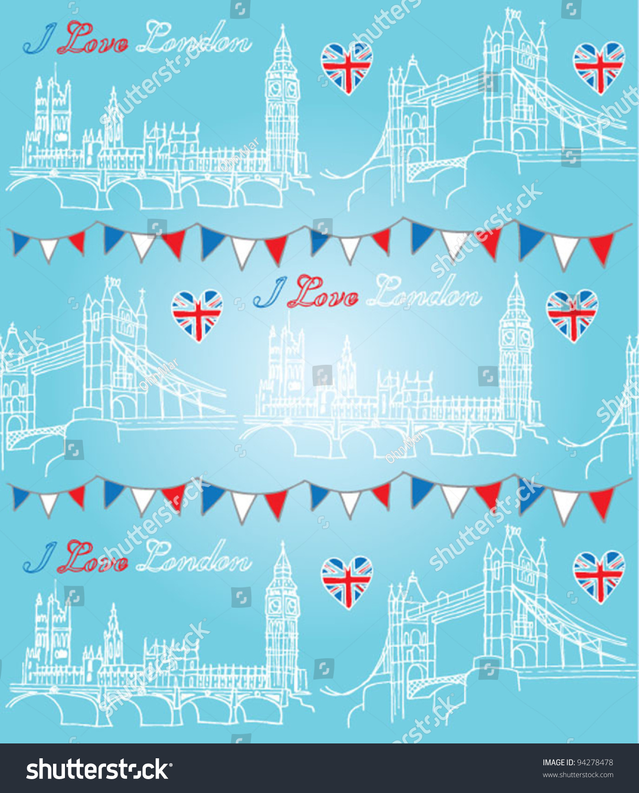 SVG of London Houses of Parliament and Tower Bridge seamless background svg