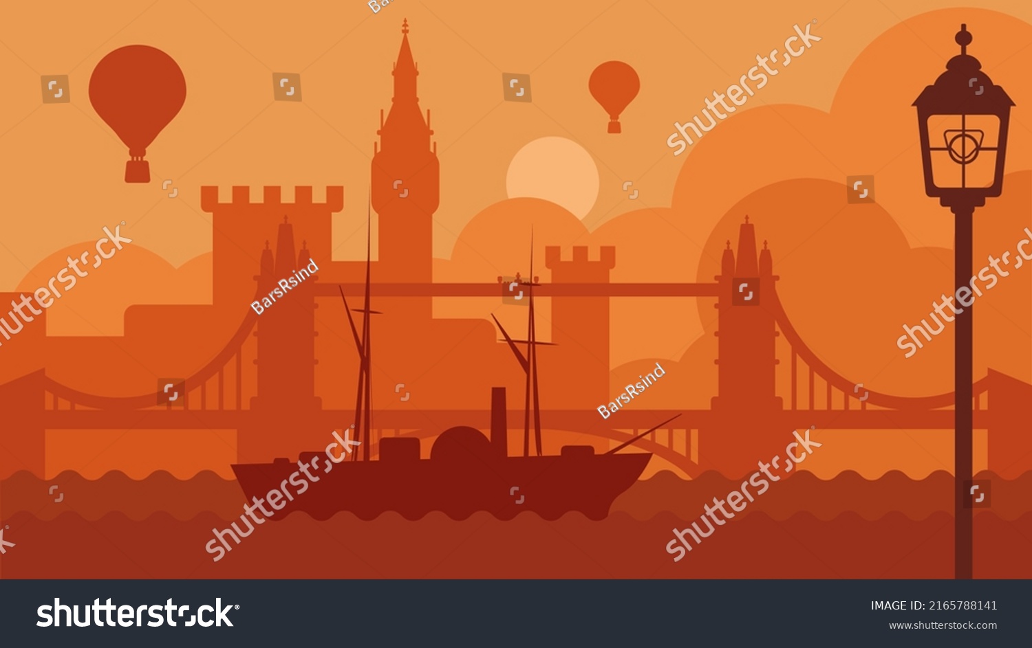 London Landscape Building River Vector Boat Stock Vector (Royalty Free ...