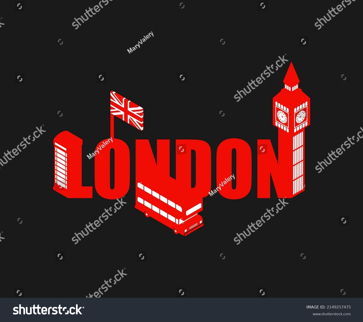 London Lettering Sign Object Letters Typography Stock Vector (Royalty ...
