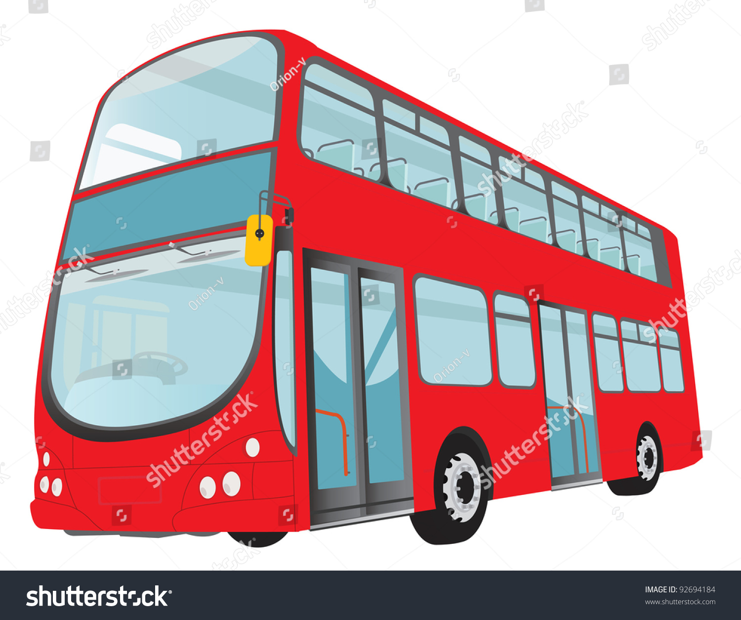 red double-decker bus on white background clip art preview
