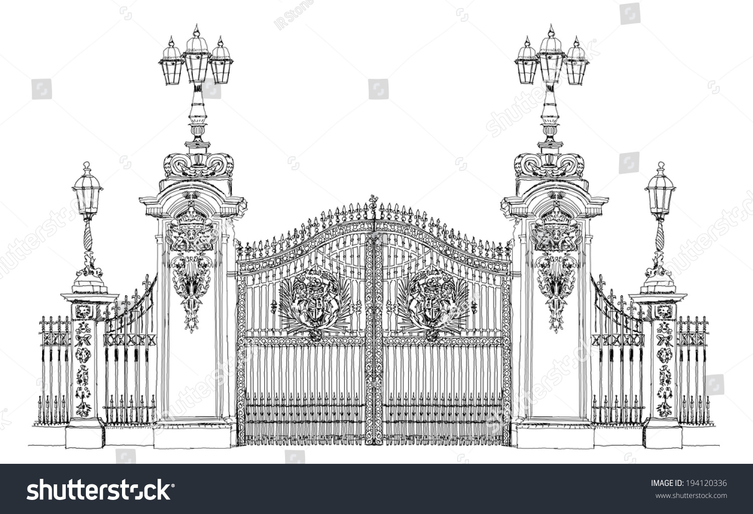 SVG of London, sketch collection, Buckingham palace gate svg
