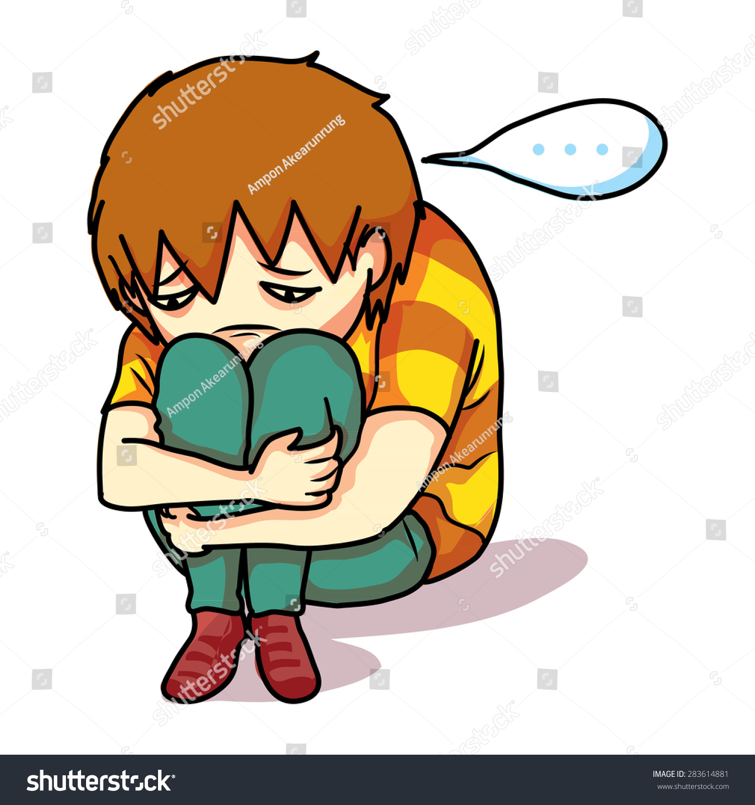 Lonely Boy Vector Stock Vector 283614881 Shutterstock