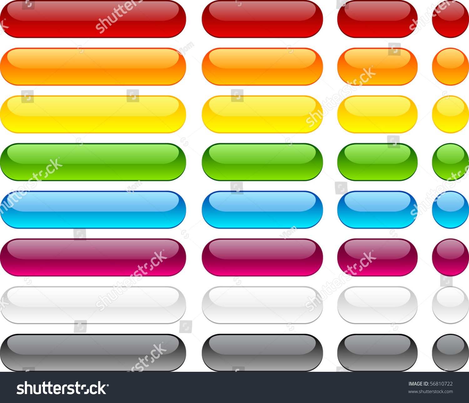 Long And Short Pill Buttons. Vector. - 56810722 : Shutterstock