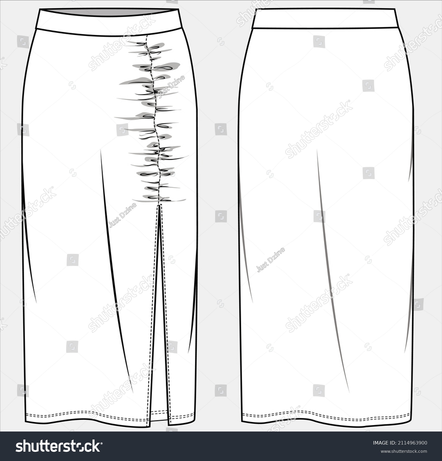 Long Asymmetric Slit Skirt Women Teen Stock Vector (Royalty Free ...